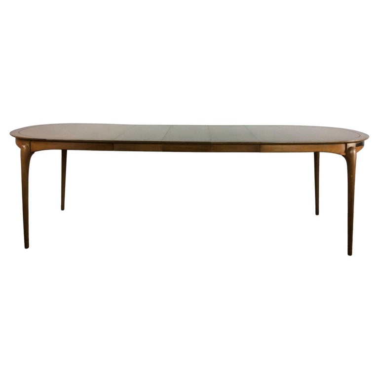MidCentury Modern Oval Shaped Dining Table with 3 Leafs For Sale at