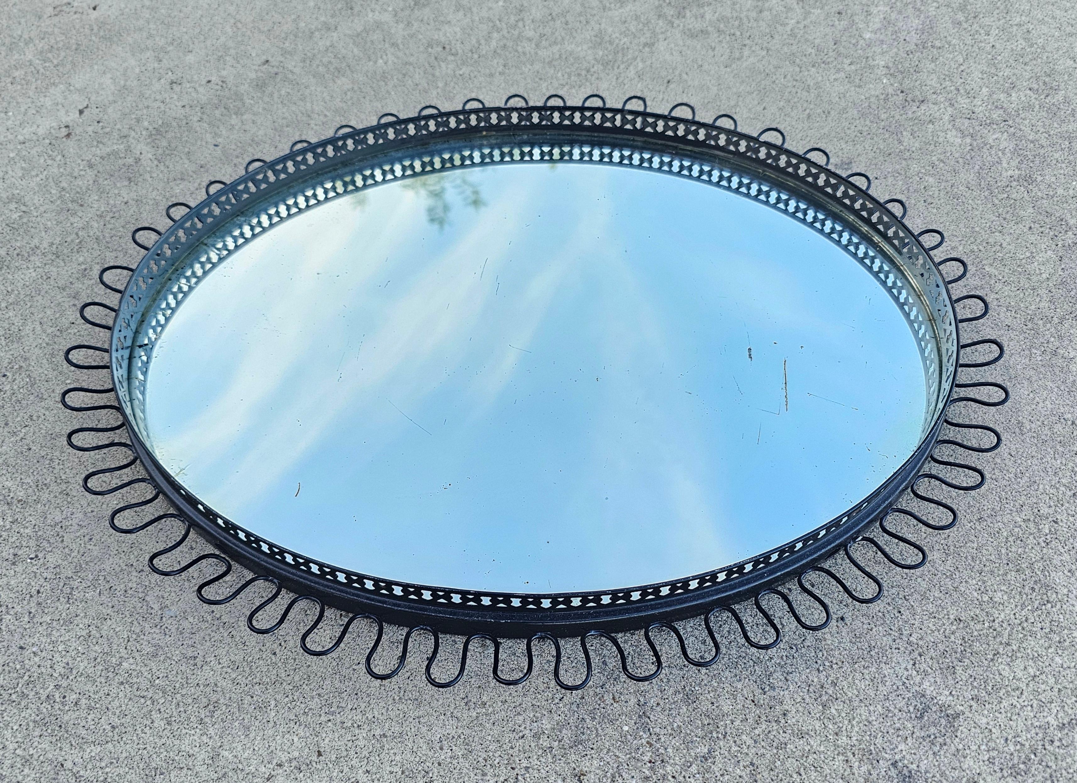 Mid Century Modern Oval Sunburst Mirror Josef Frank, Westdeutschland 1960er Jahre (Moderne der Mitte des Jahrhunderts) im Angebot