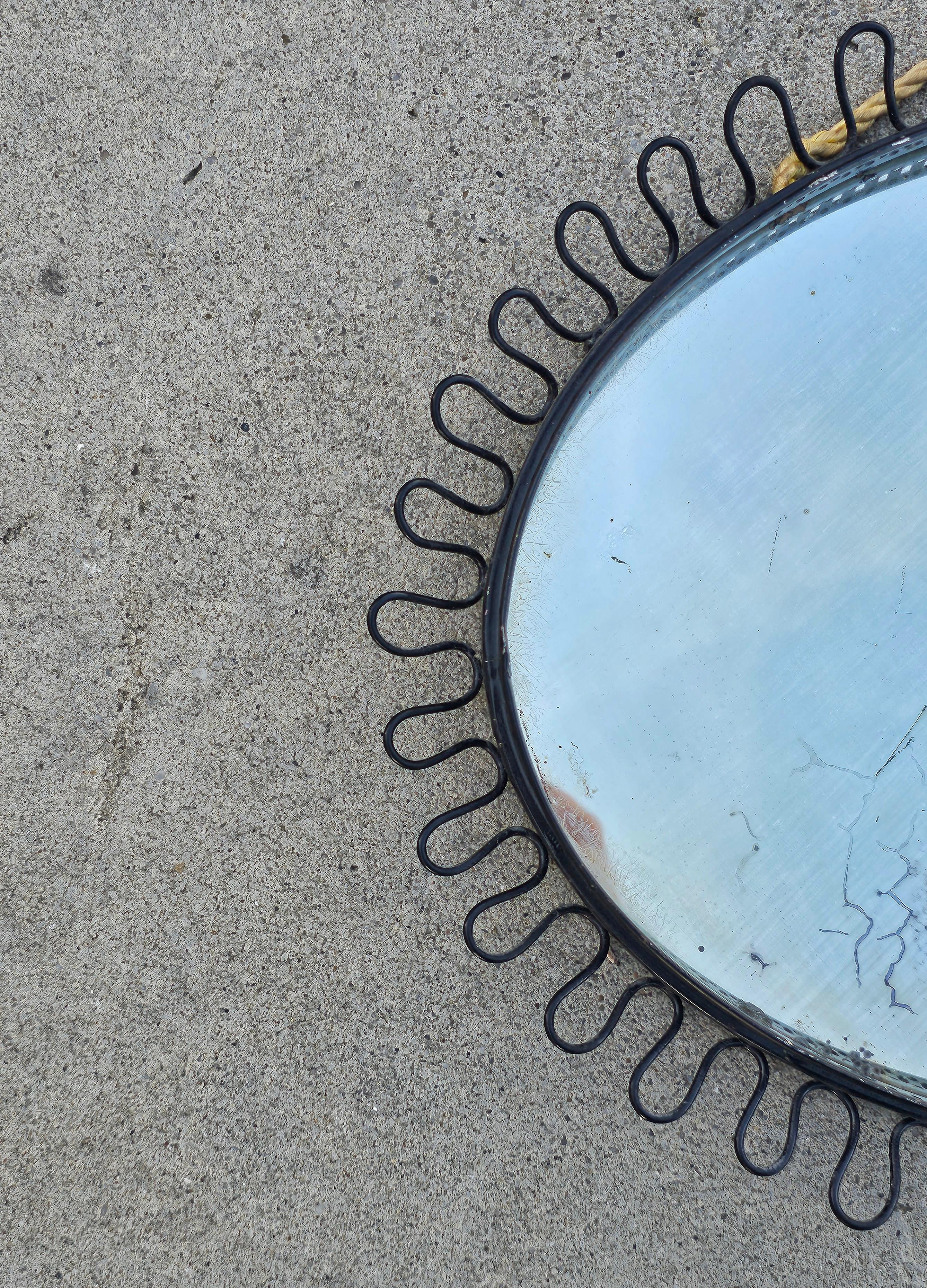 Mid Century Modern Oval Sunburst Mirror by Josef Frank, West Germany 1960s In Fair Condition For Sale In Beograd, RS