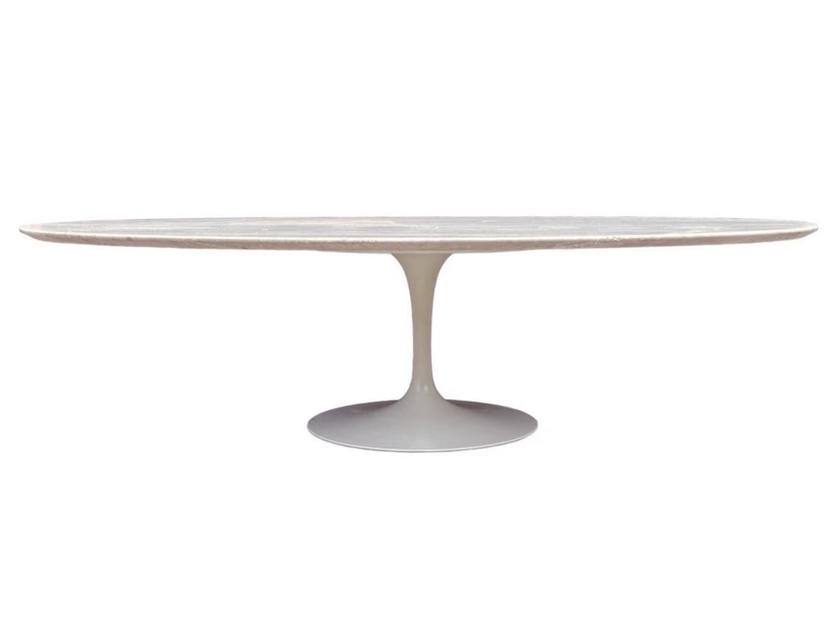 Ovaler Cocktailtisch aus Travertinmarmor von Saarinen für Knoll, Moderne der Mitte des Jahrhunderts  (amerikanisch) im Angebot