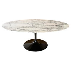 Mid Century Modern Oval Tulip Coffee Table in Marble by Eero Saarinen for Knoll