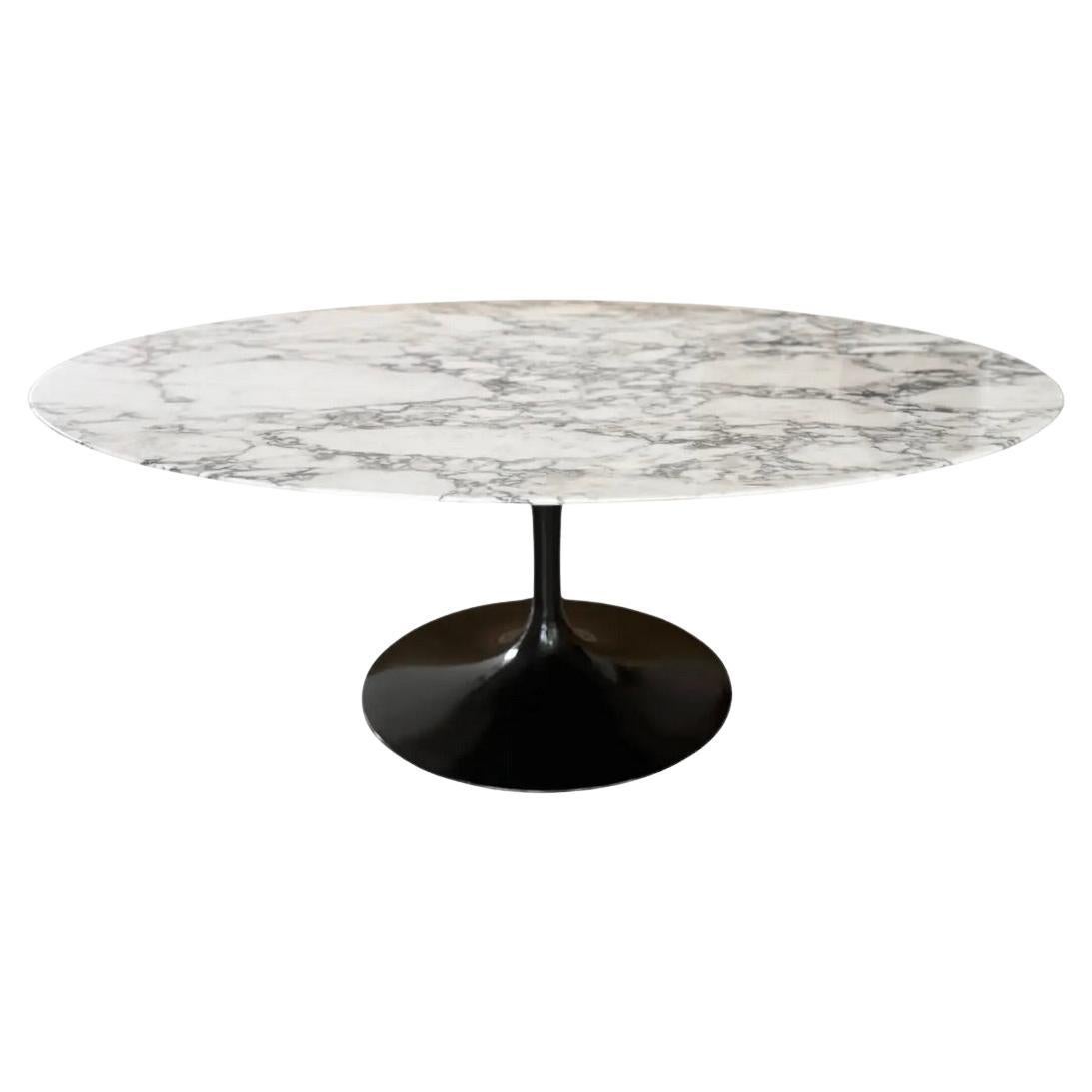 Mid Century Modern Oval Tulip Coffee Table in Marble by Eero Saarinen for Knoll For Sale