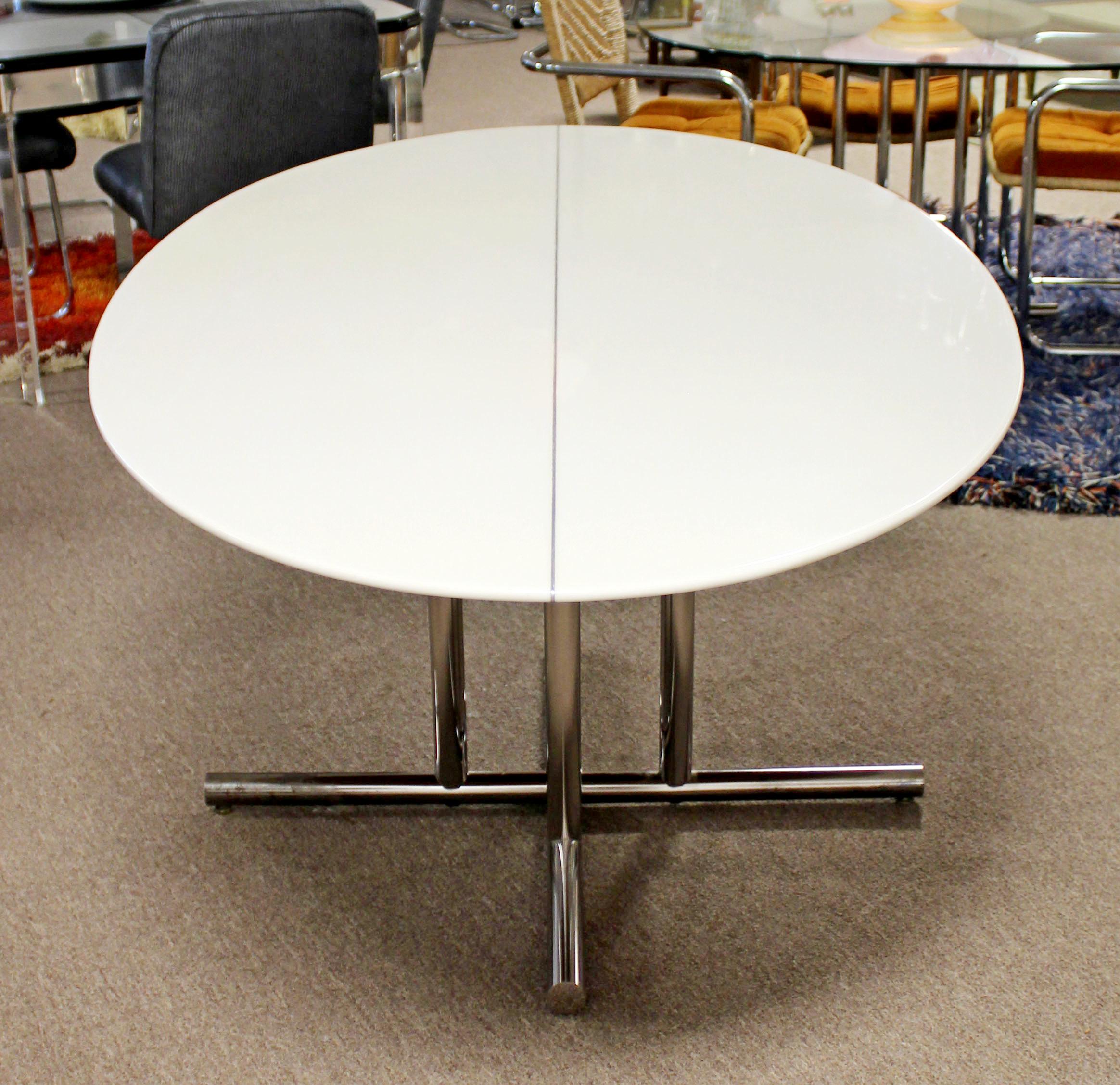 Mid-Century Modern Oval Vitrolite Style Chrome Base Dining Table Saporiti Era 5