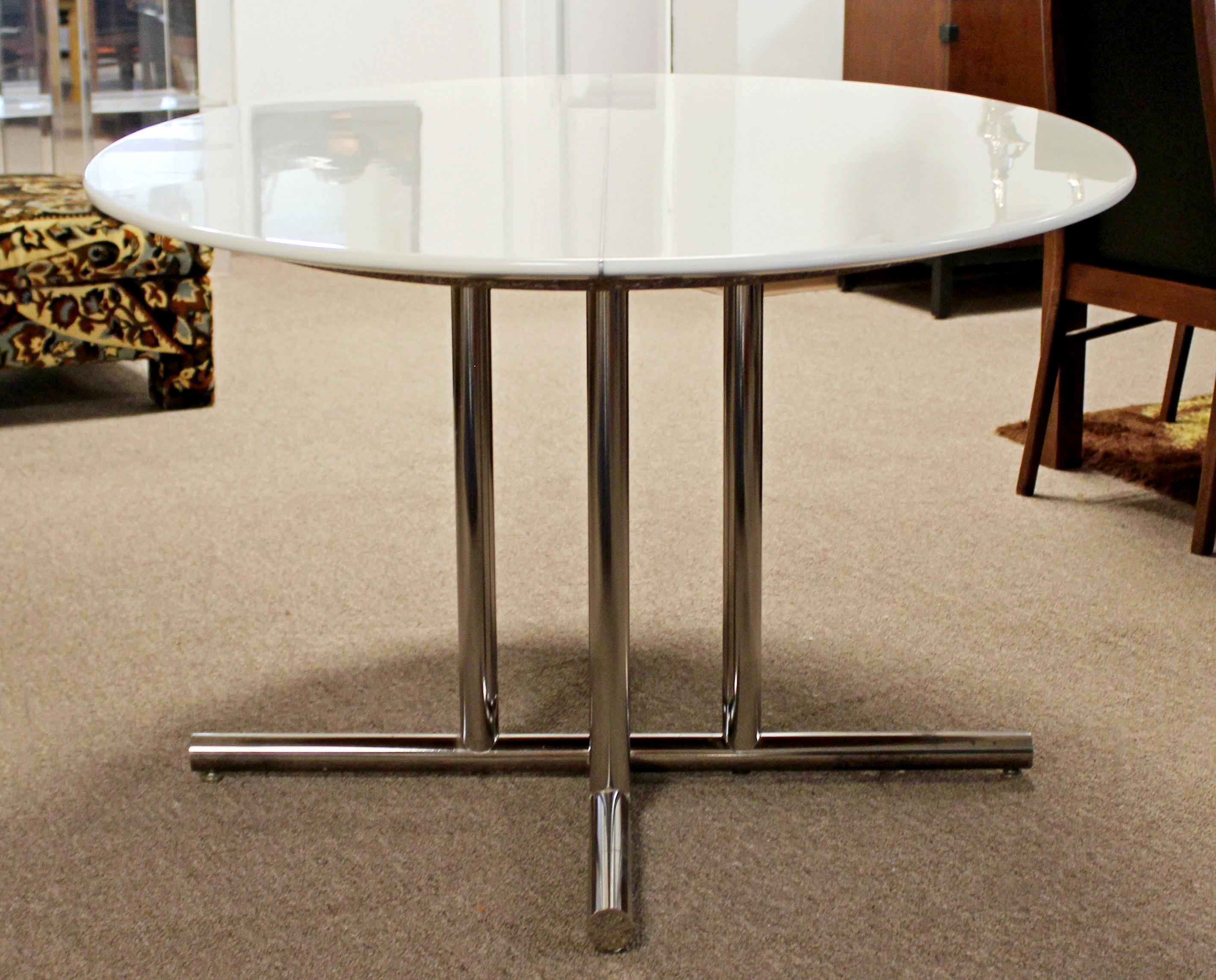 Mid-Century Modern Oval Vitrolite Style Chrome Base Dining Table Saporiti Era In Good Condition In Keego Harbor, MI