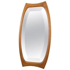 Mid-Century Modern Oval Wall Mirror in Teak, Denmark 1960