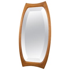 Mid-Century Modern Oval Wall Mirror in Teak, Denmark 1960