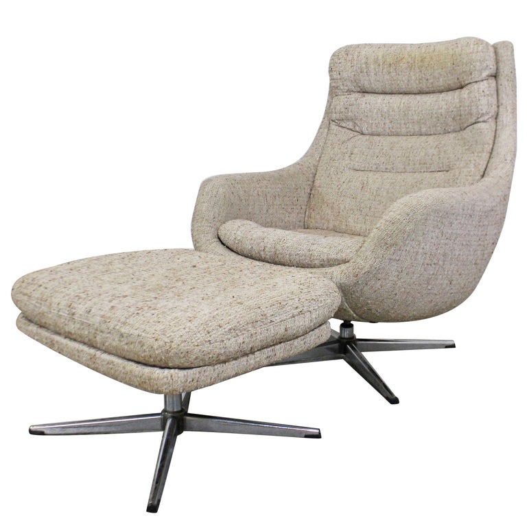 Swedish Chrome Swivel Lounge Chair, Mid Century Modern Swivel Lounge Chair And Ottoman