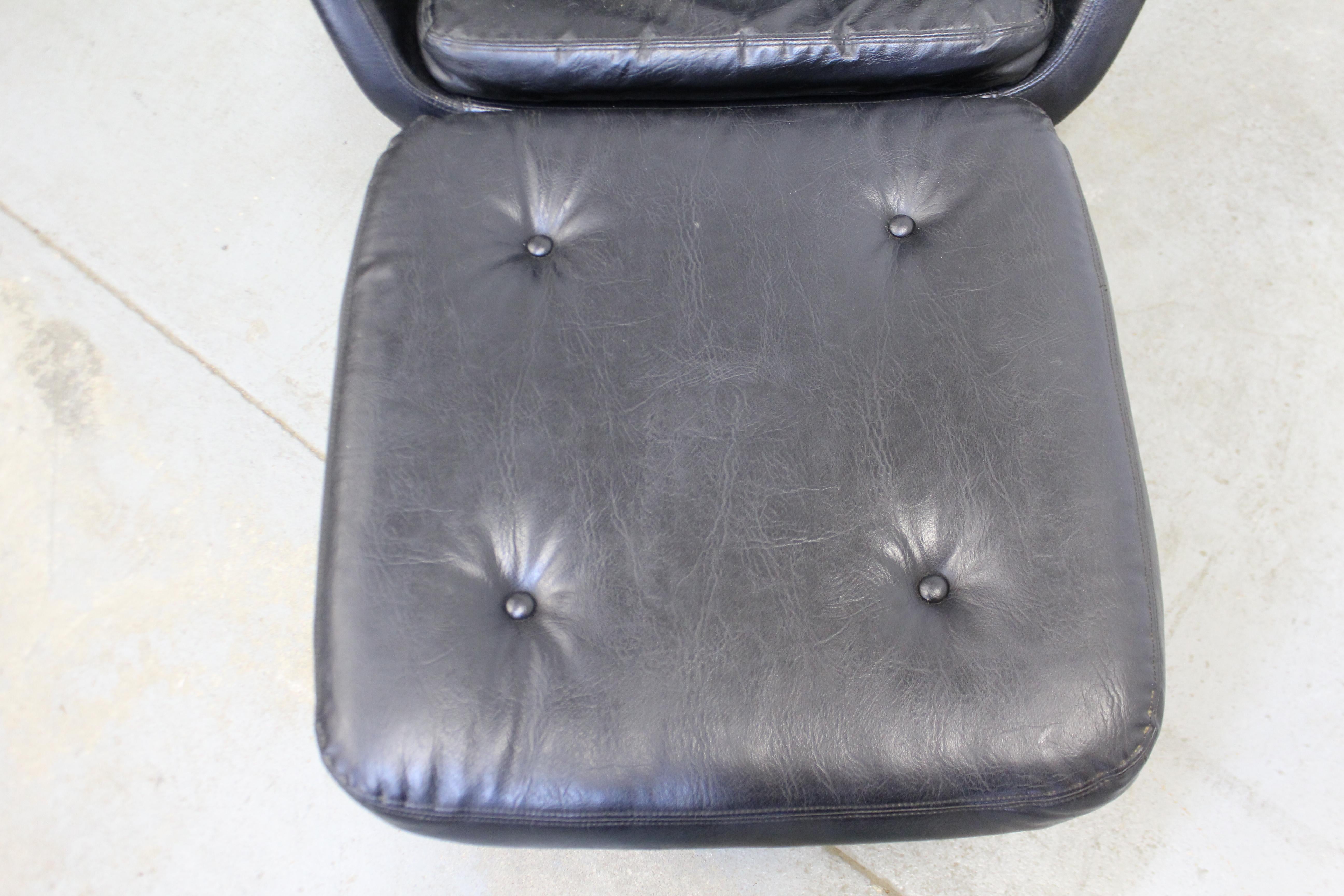 20th Century Mid-Century Modern Overman Leather Egg Style Lounge Chair and Ottoman