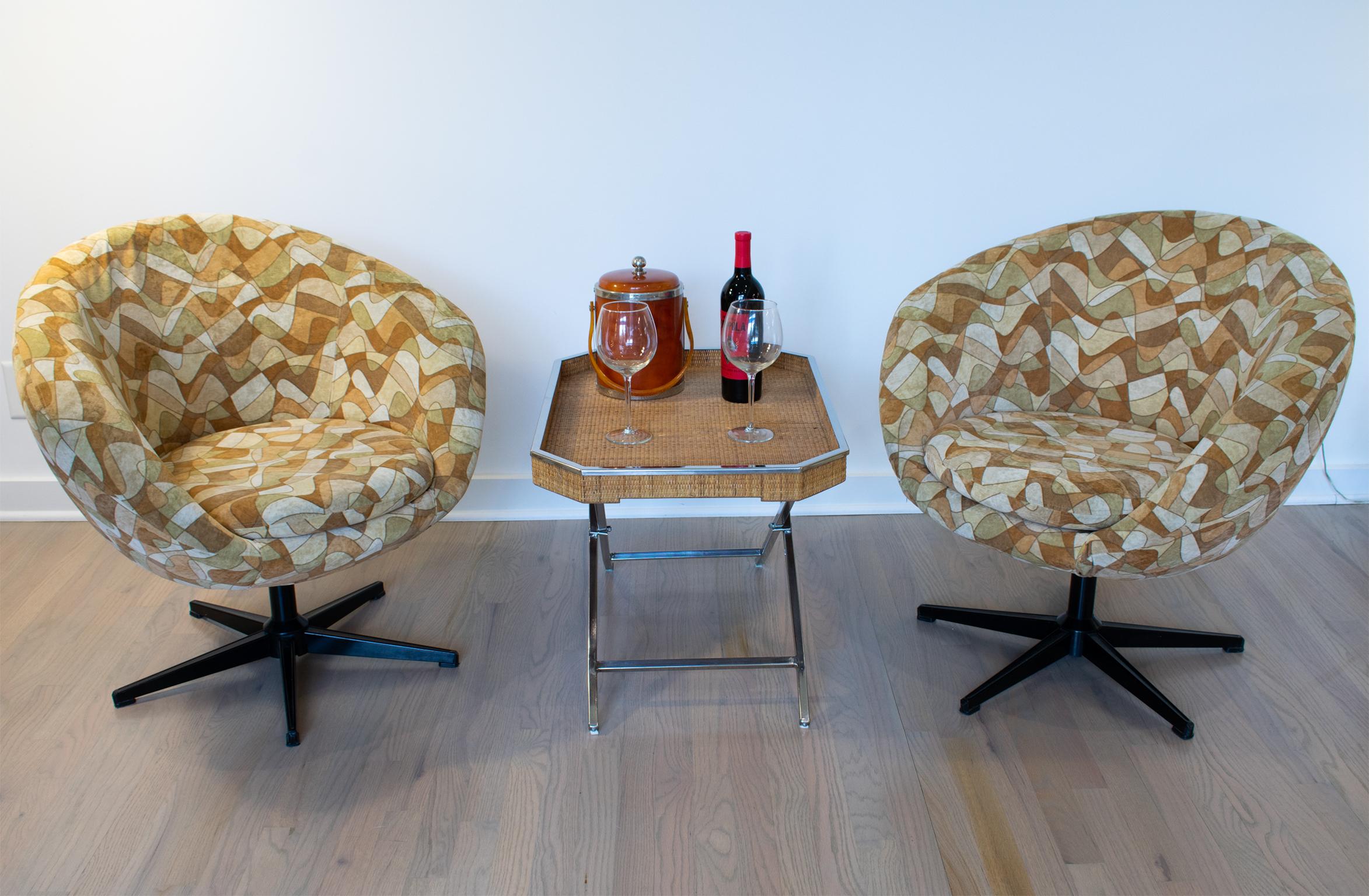 Mid-20th Century Mid-Century Modern Overman Sweden Pod Swivel Lounge Chair Armchair, a pair