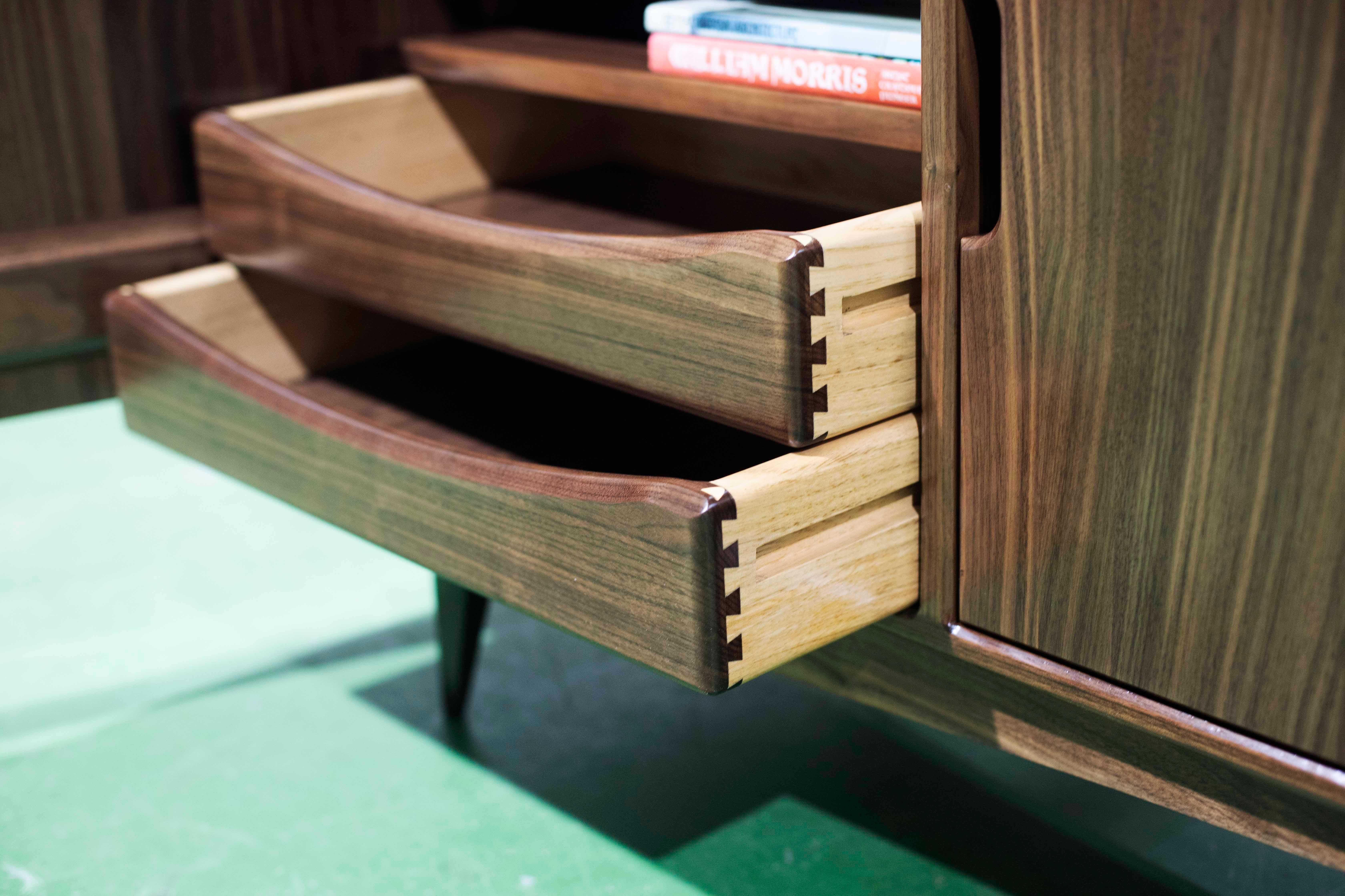 Joinery Mid-Century Modern Oversize Credenza in Solid Walnut - Minimalist Artisan Craft For Sale