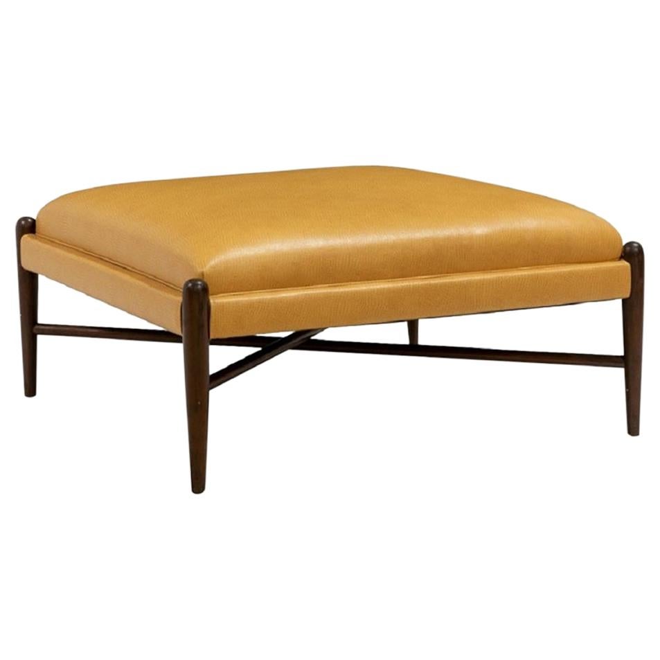 Mid-Century Modern Oversized Faux-Ostrich Ottoman  For Sale