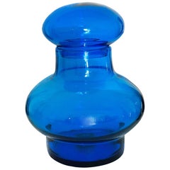 Mid-Century Modern Oversized Royal Blue Blenko Art Glass Jar