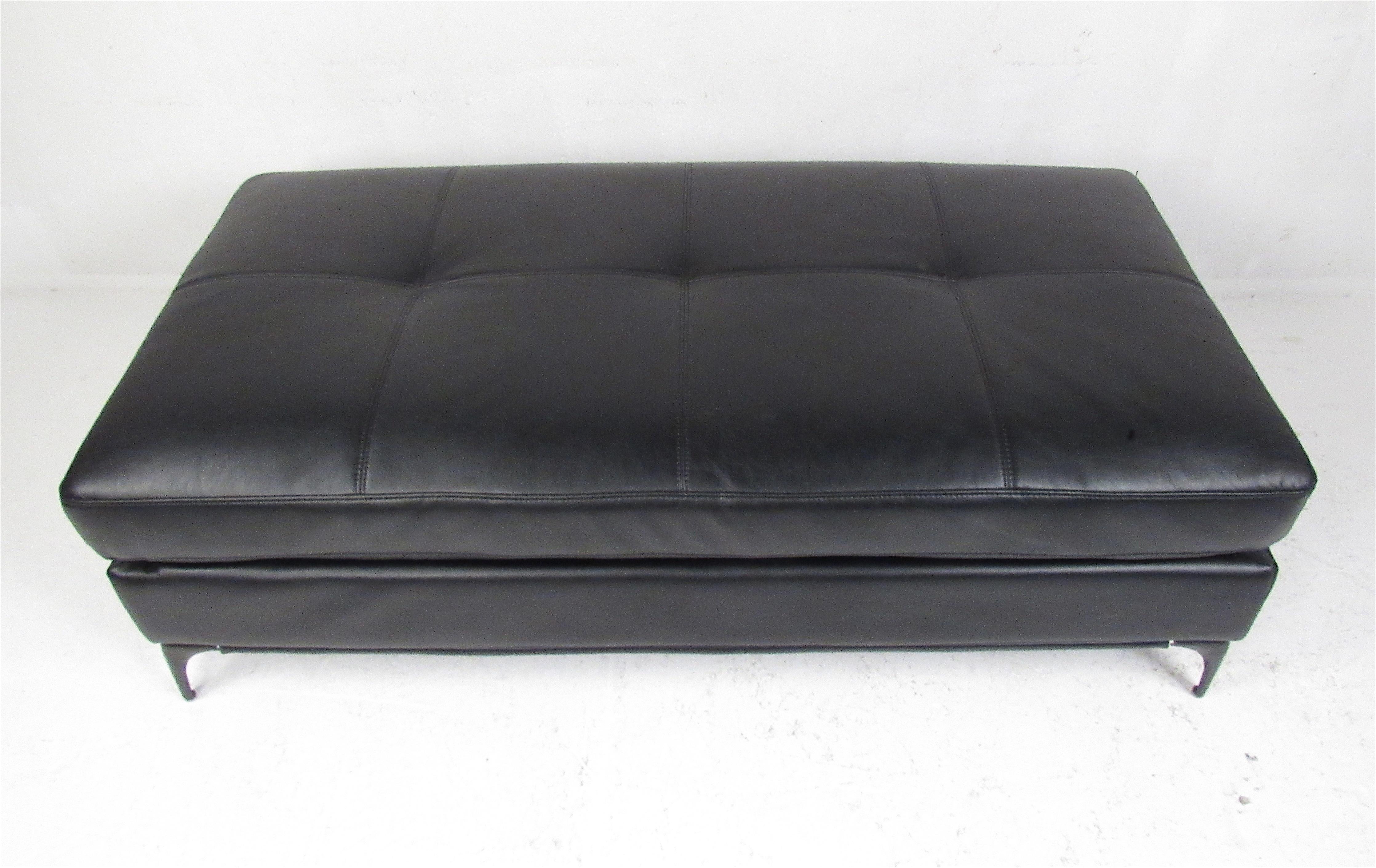 Late 20th Century Mid-Century Modern Oversized Vinyl Bench or Ottoman For Sale