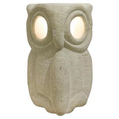 Lampe de bureau hibou moderne du milieu du siècle dernier par Albert Tormos, Limestone, France, 1970