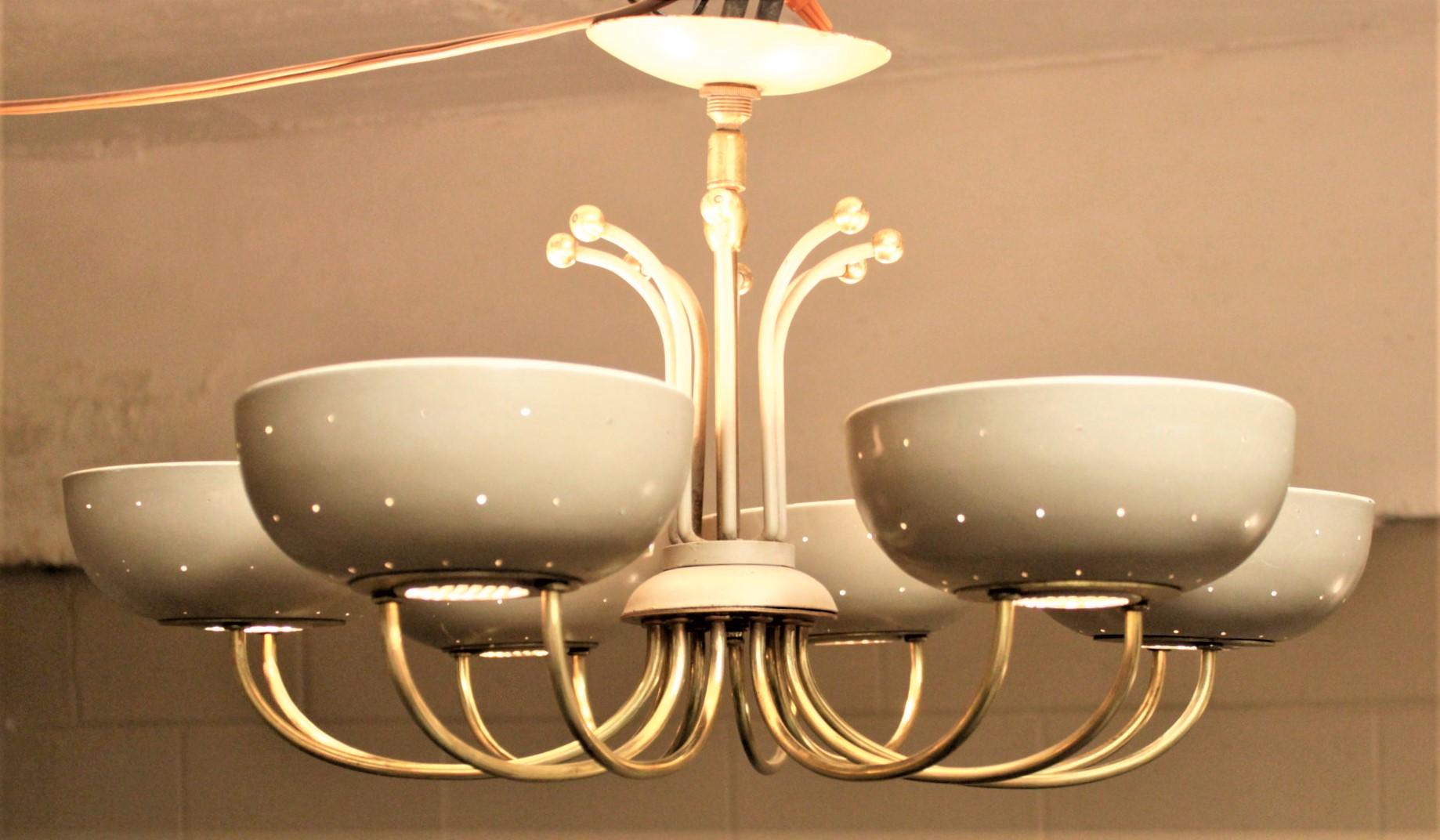 20th Century Mid-Century Modern Paavo Tynell Attributed Six Cup Chandelier or Light Fixture