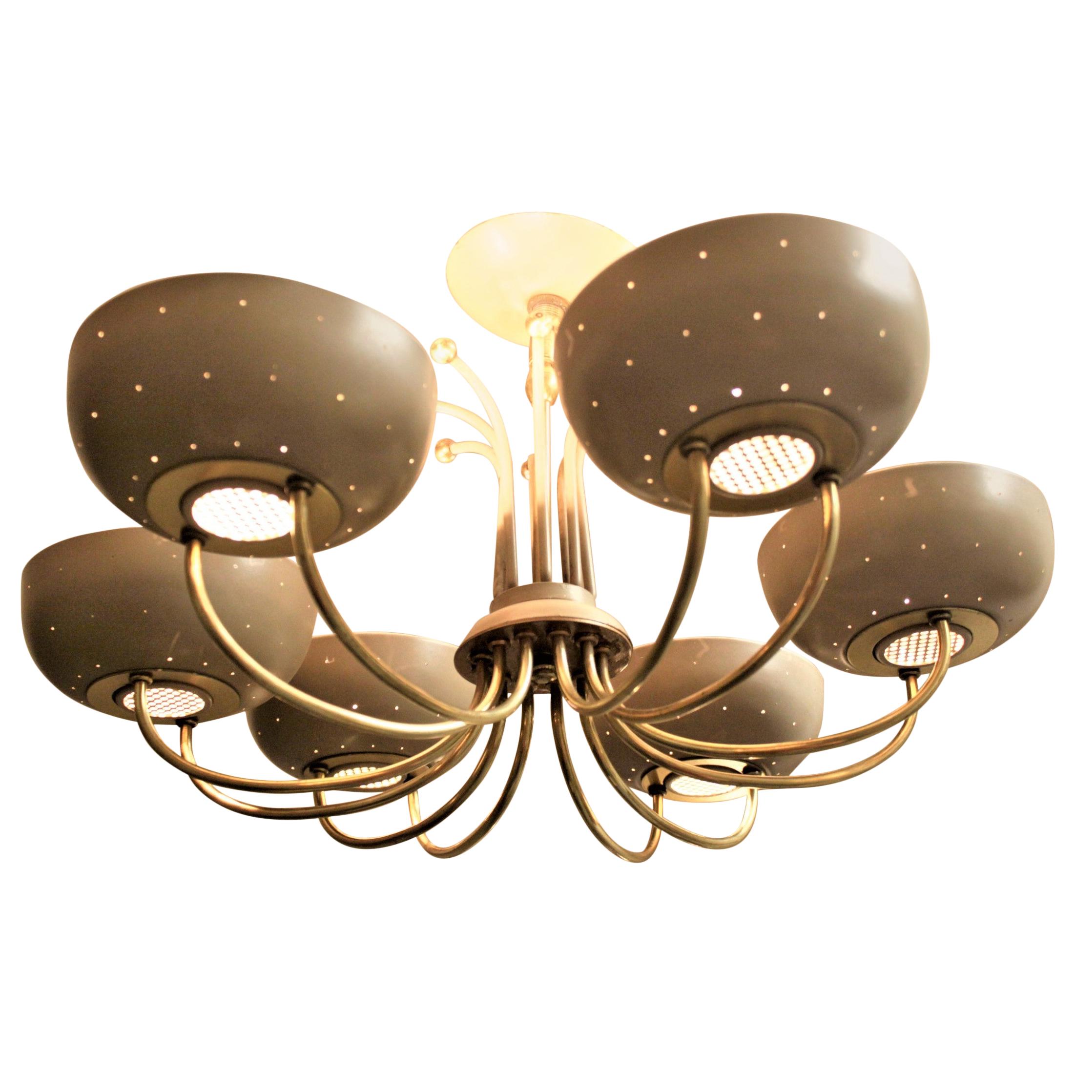 Mid-Century Modern Paavo Tynell Attributed Six Cup Chandelier or Light Fixture