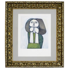 Mid-Century Modern Pablo Picasso Framed Lithograph Signed 33/500 Portrait, 1940s