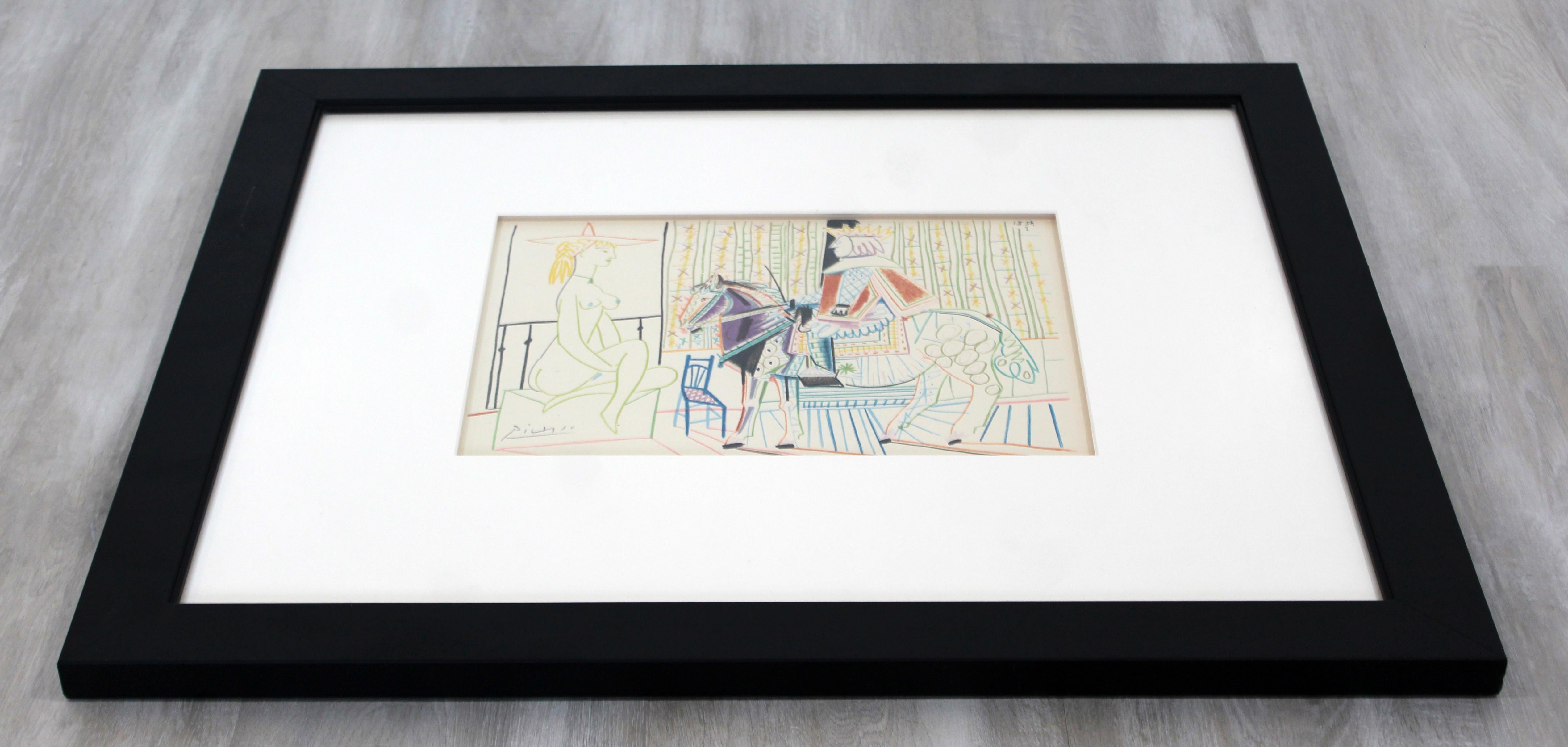 Mid-20th Century Mid-Century Modern Pablo Picasso King on Brown Horse Signed Framed Lithograph