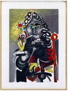 Mid-Century Modern Pablo Picasso Musketeer A La Pipe 235/300 Litho Framed 1940s