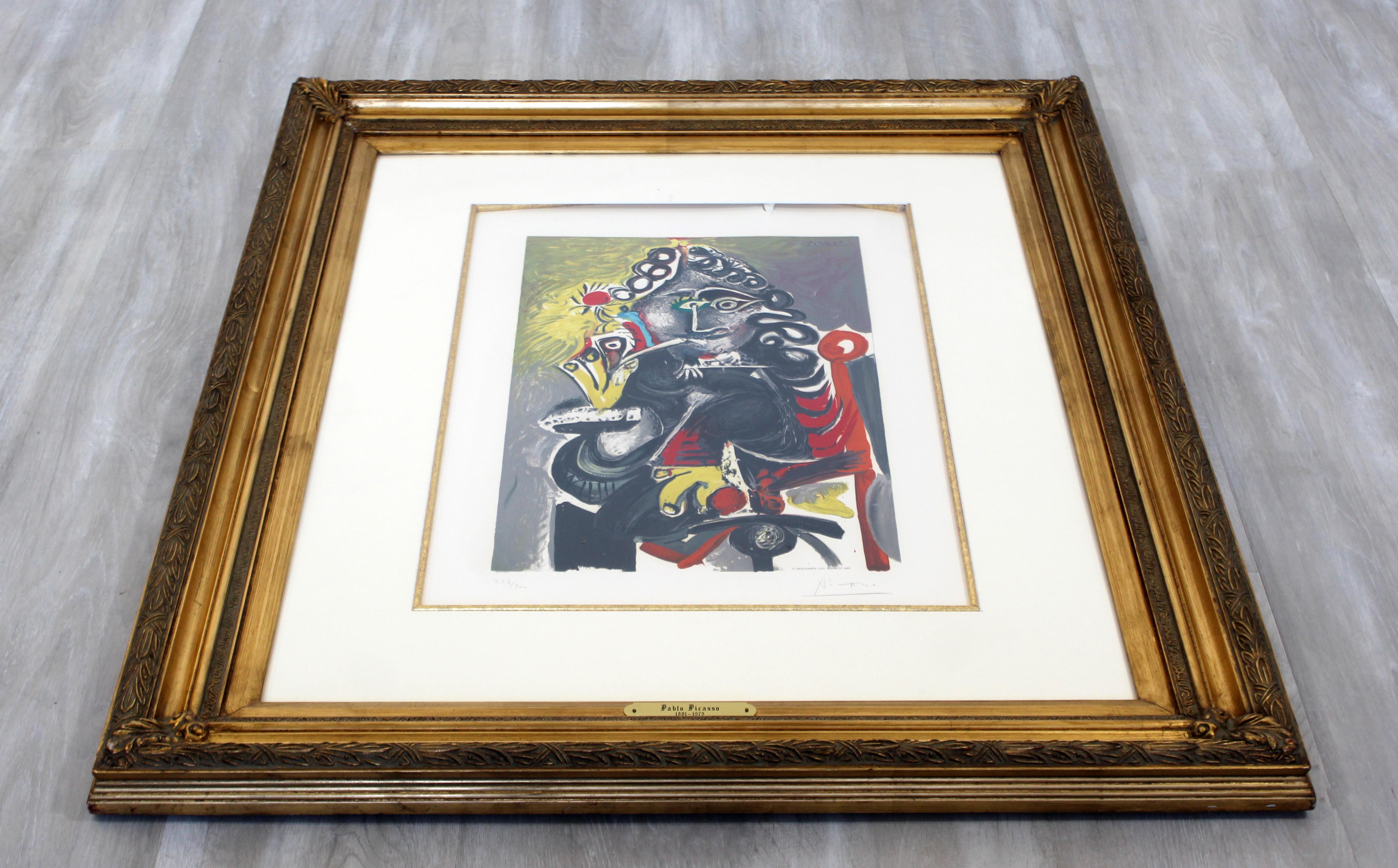 Mid-Century Modern Pablo Picasso Musketeer A La Pipe 235/300 Litho Framed 1940s In Good Condition In Keego Harbor, MI