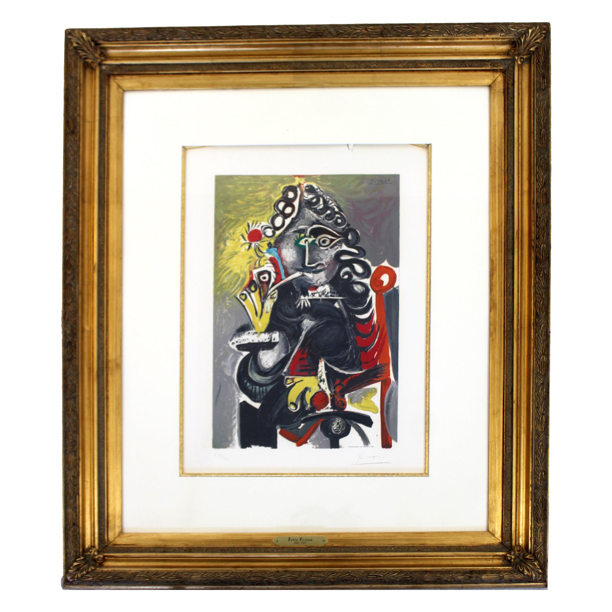 Mid-Century Modern Pablo Picasso Musketeer A La Pipe 235/300 Litho Framed 1940s