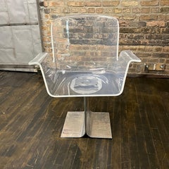 Mid-Century Modern Pace Collection Lucite Chair on Chrome Swivel Base Model 171