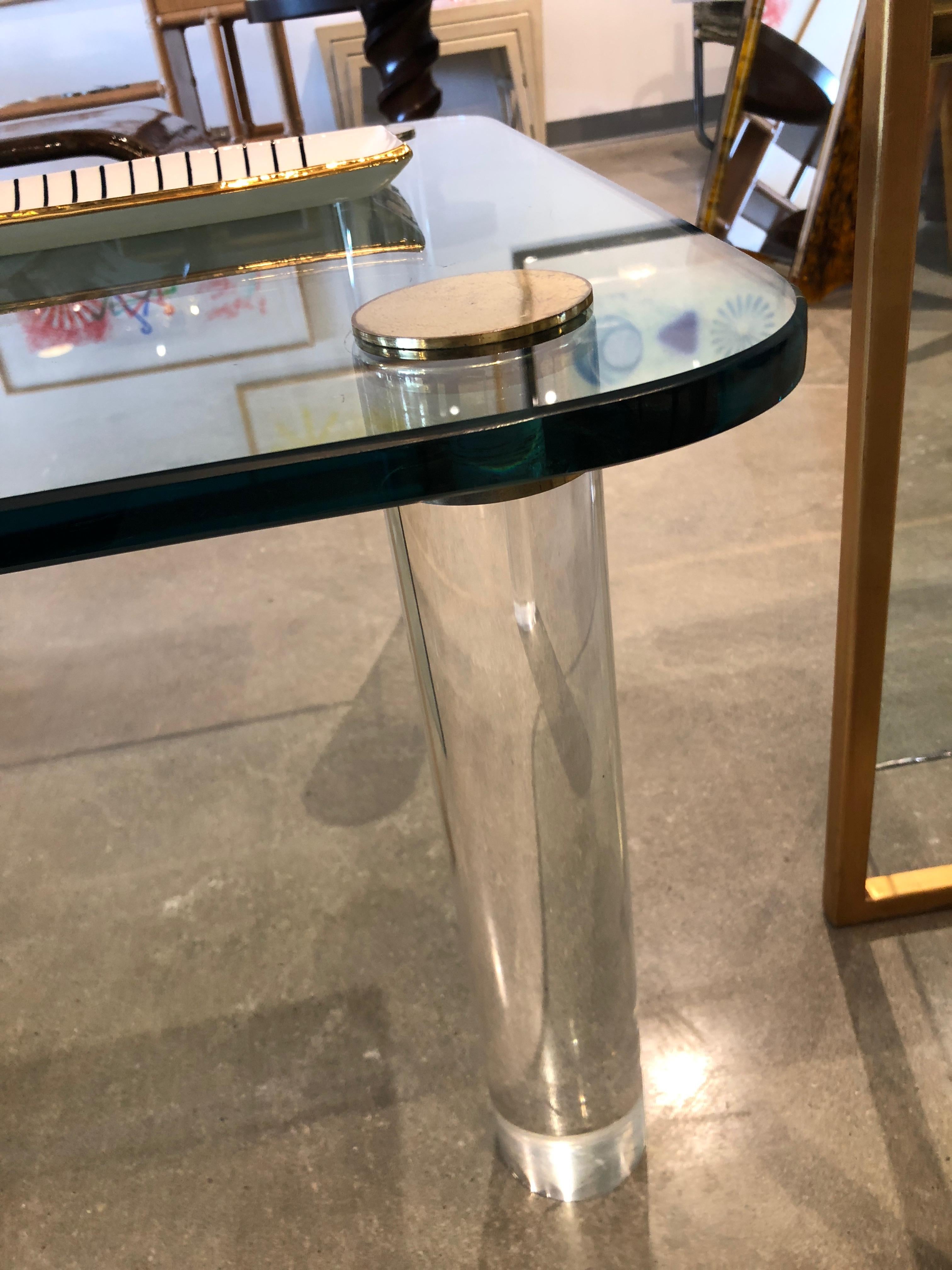 Mid-Century Modern Pace Glass, Brass and Lucite Occasional Table 3