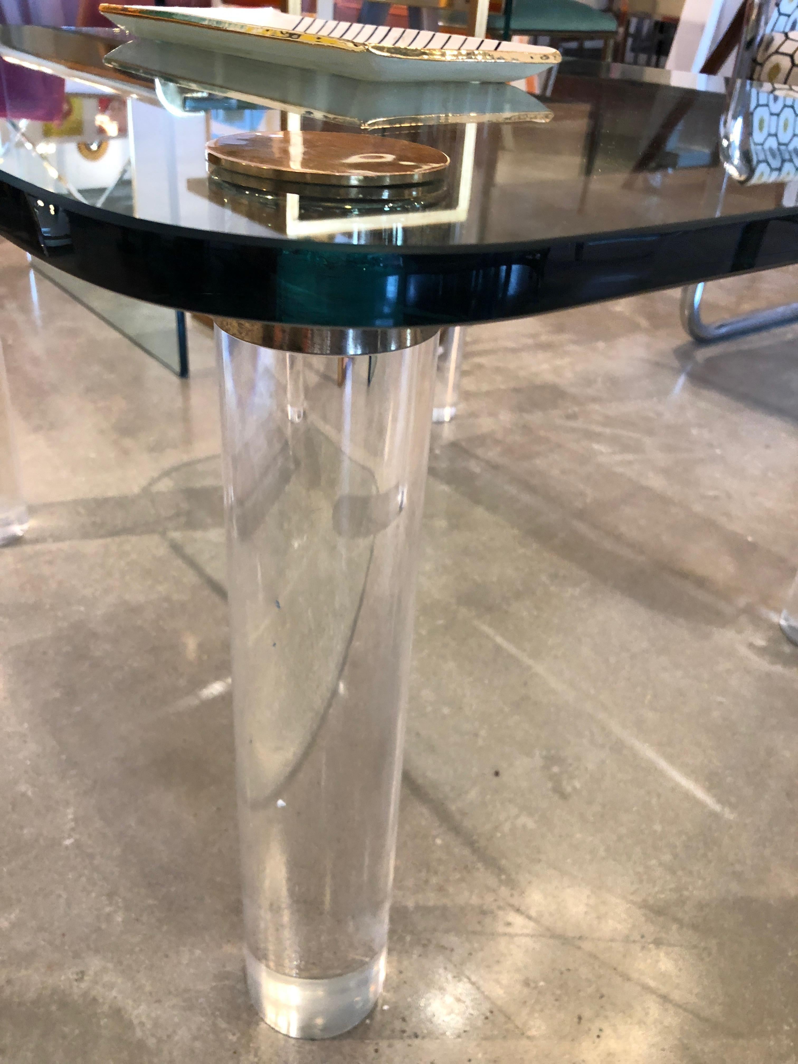 Mid-Century Modern Pace Glass, Brass and Lucite Occasional Table 5