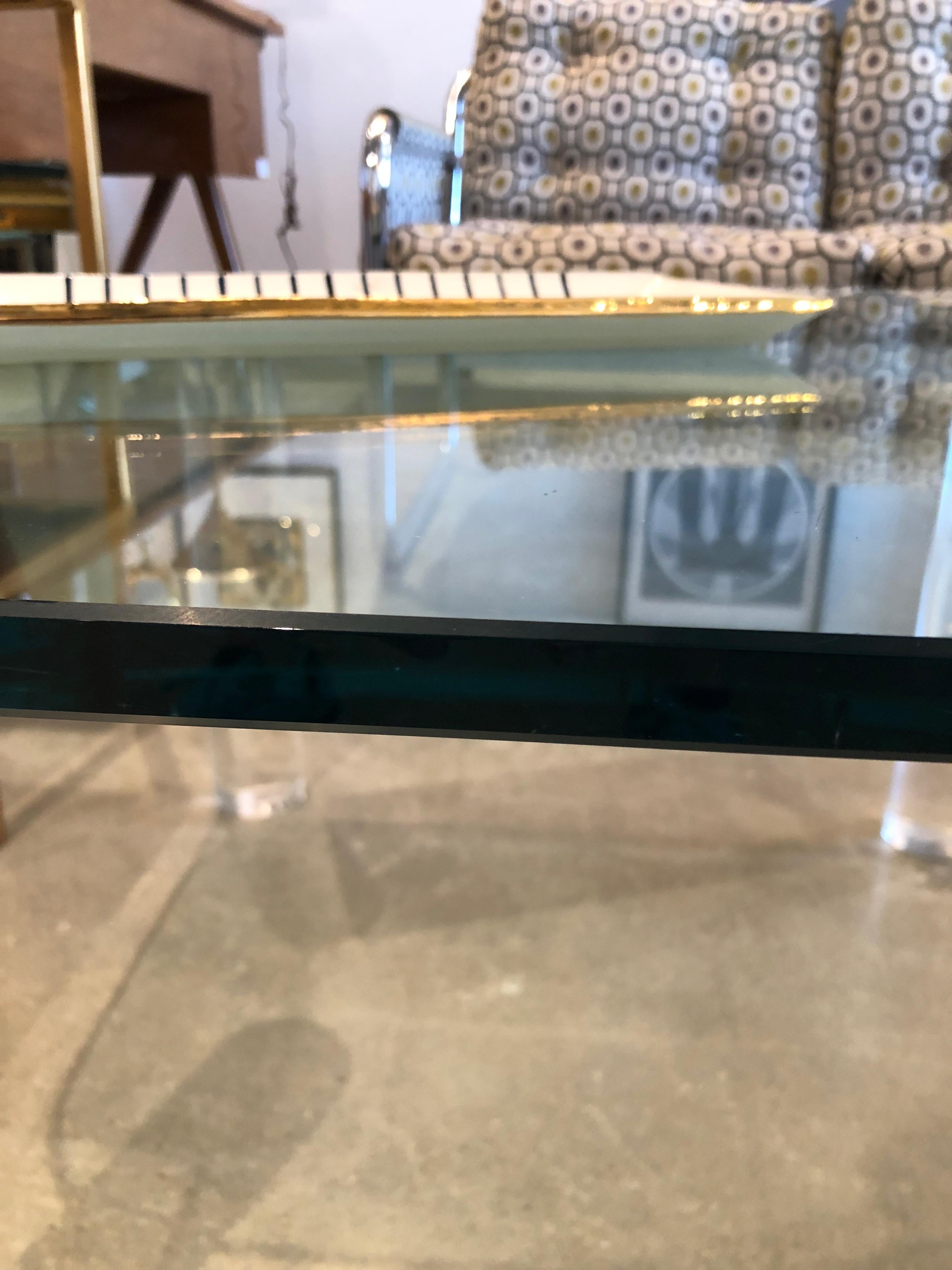Mid-Century Modern Pace Glass, Brass and Lucite Occasional Table 6