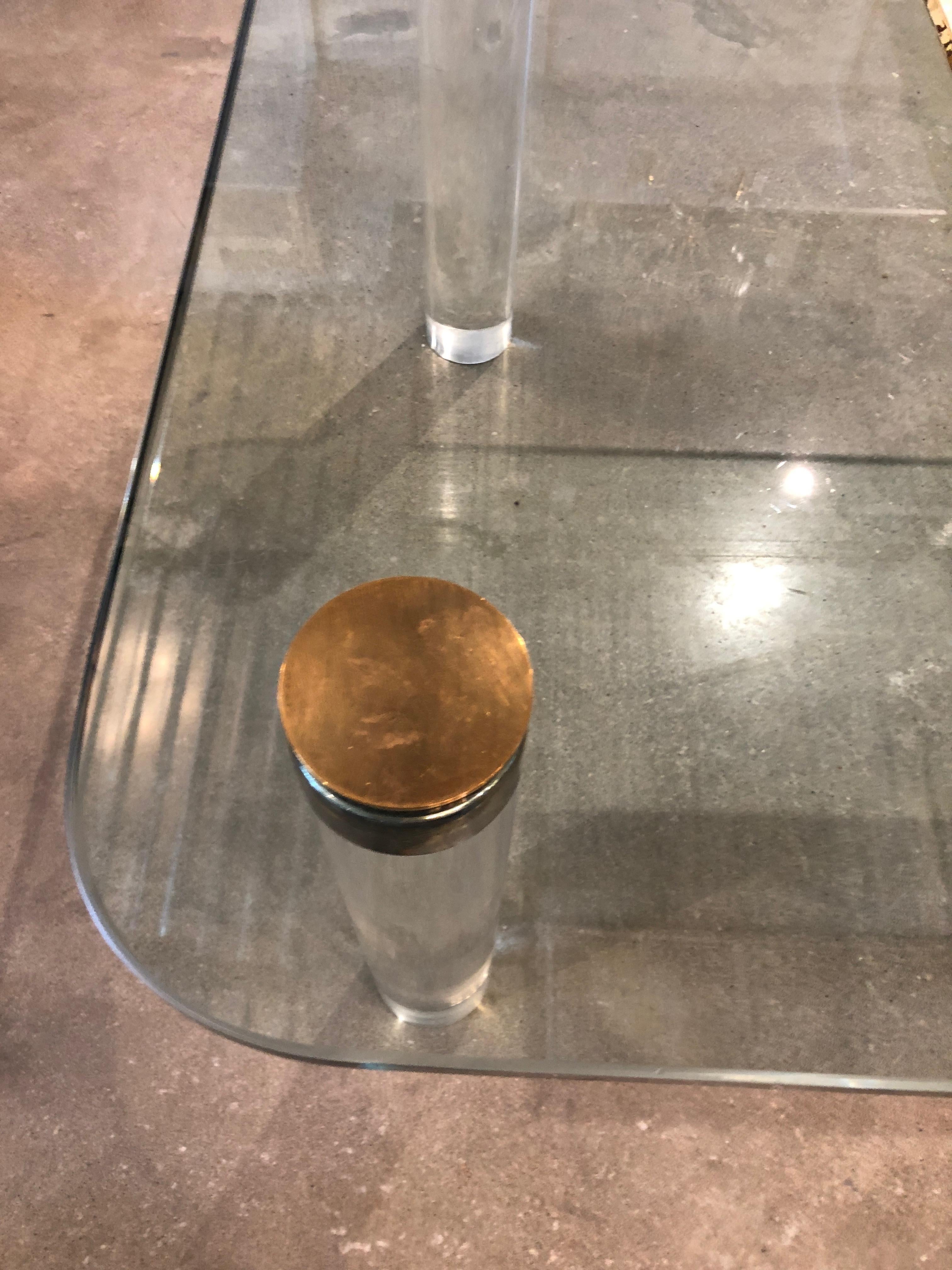 Mid-Century Modern Pace Glass, Brass and Lucite Occasional Table In Good Condition In Houston, TX