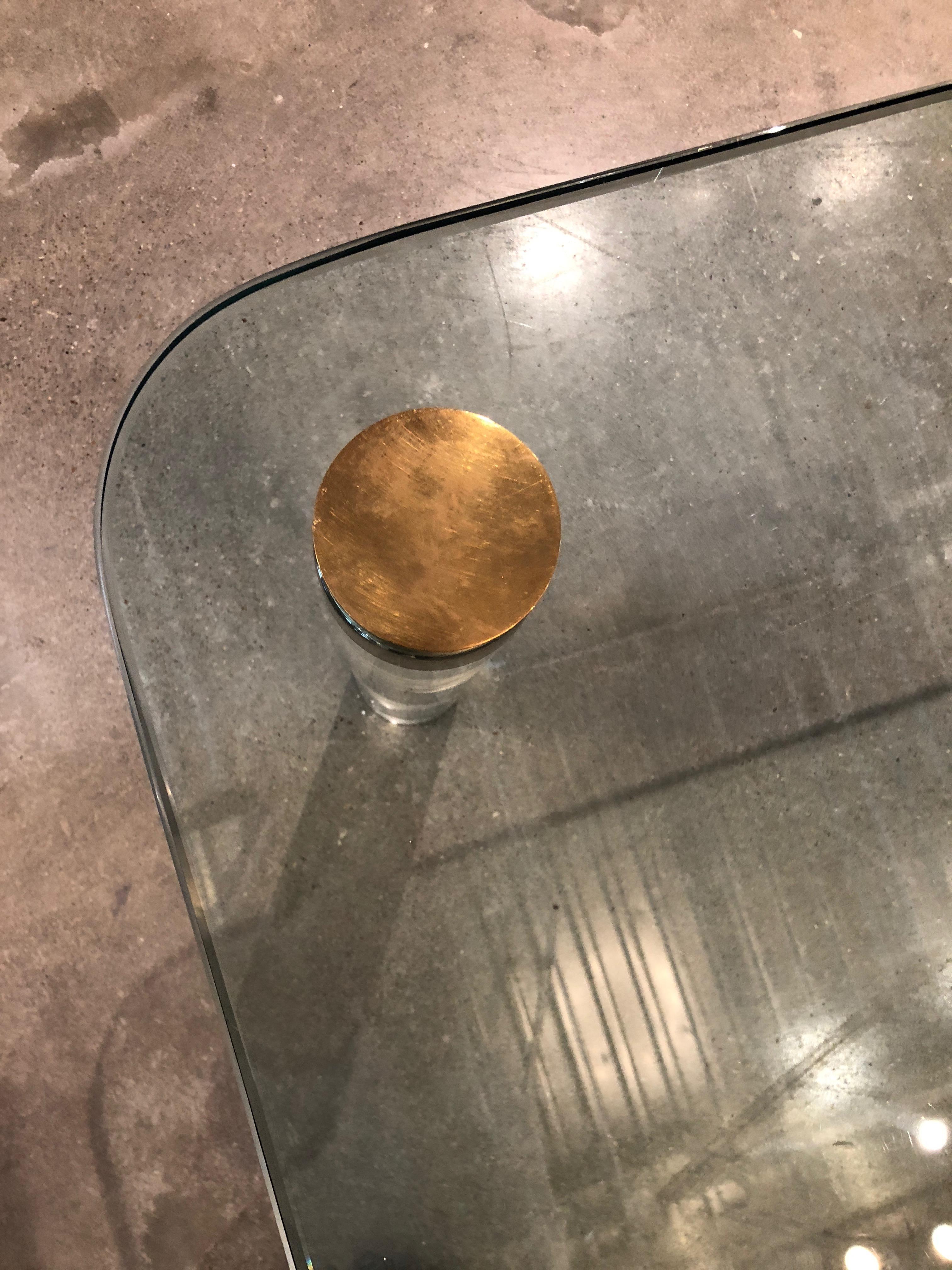 20th Century Mid-Century Modern Pace Glass, Brass and Lucite Occasional Table