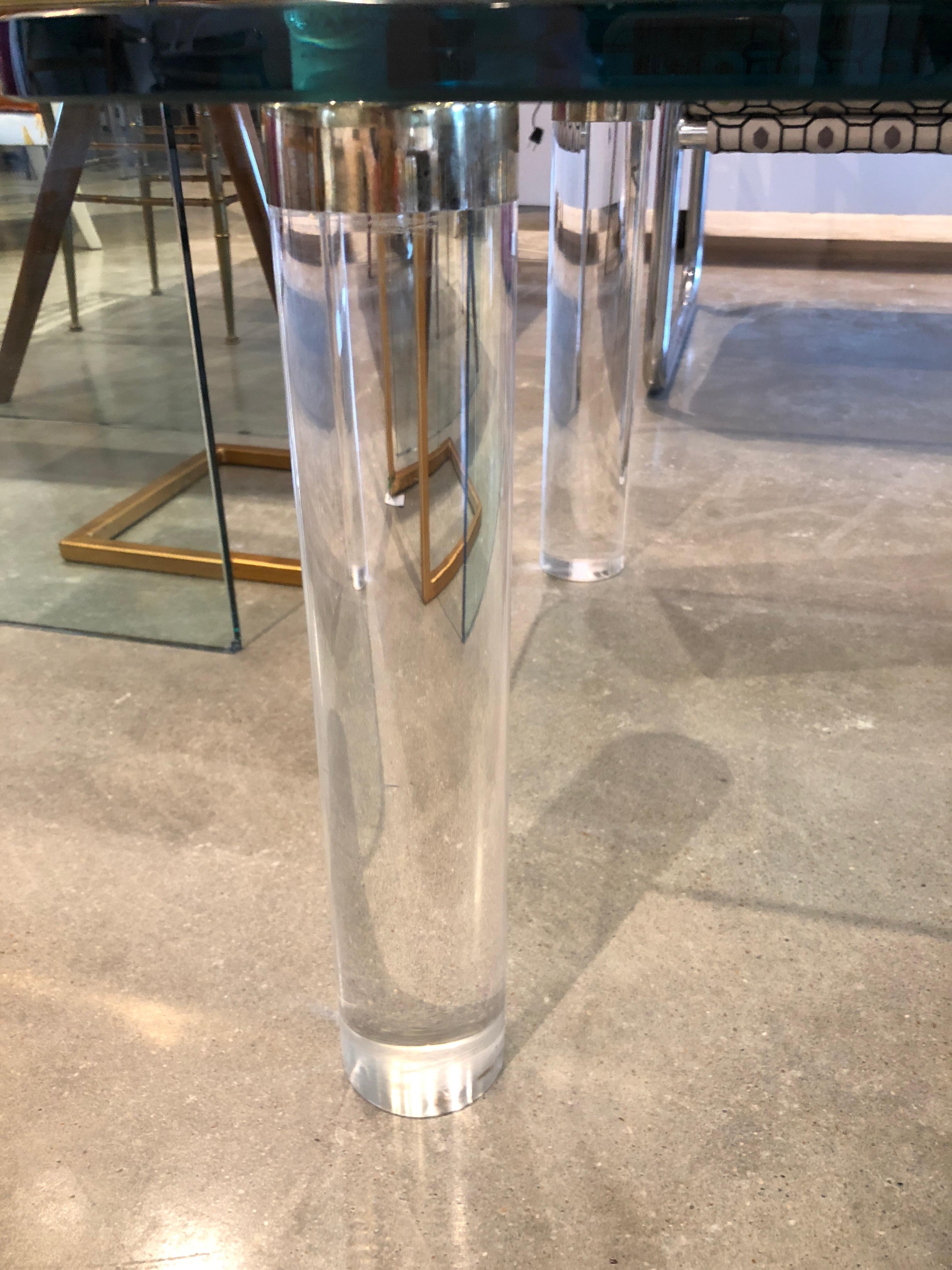 Mid-Century Modern Pace Glass, Brass and Lucite Occasional Table 2
