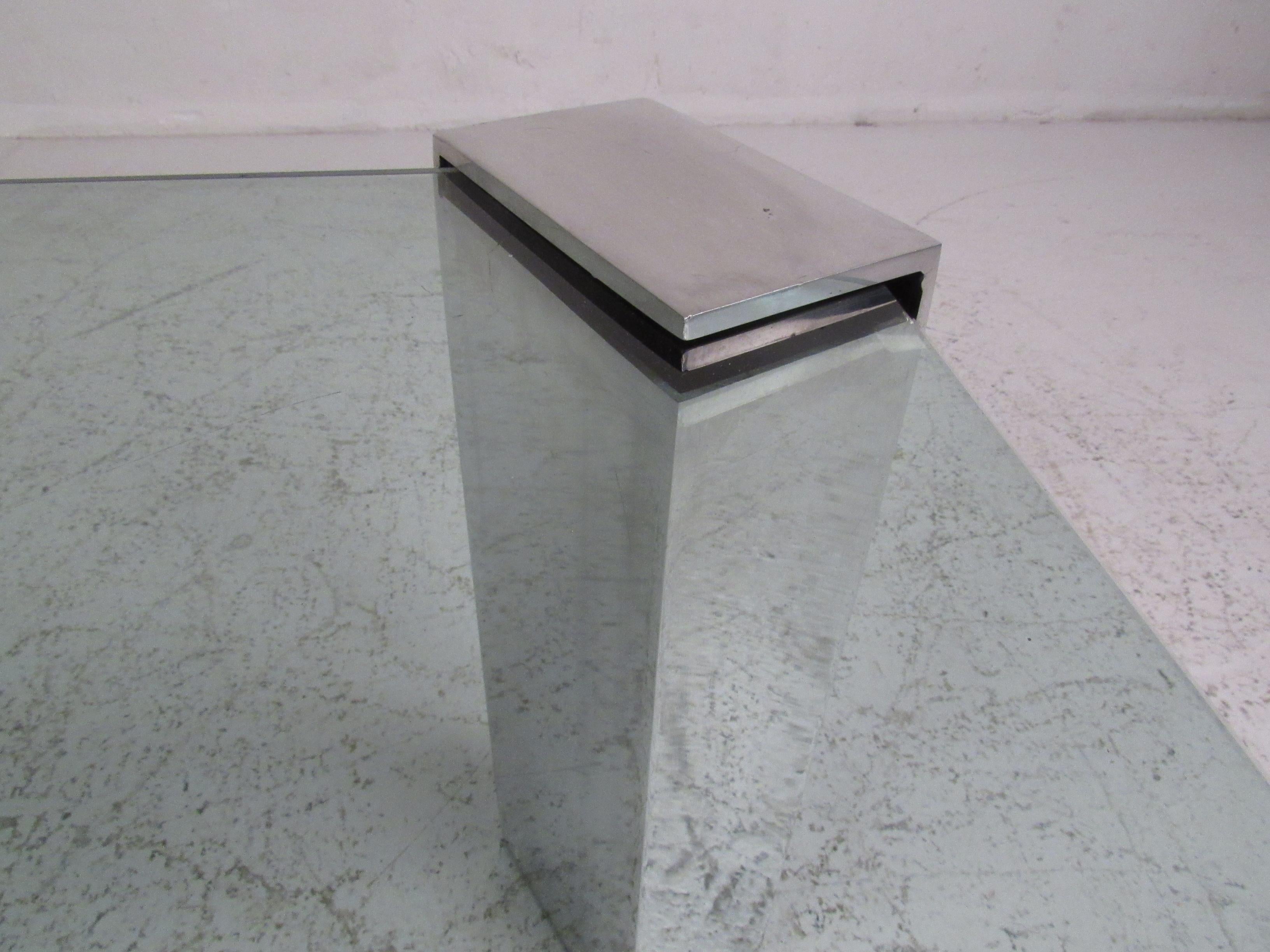 Mid-Century Modern Pace Style Chrome and Glass Coffee Table 1
