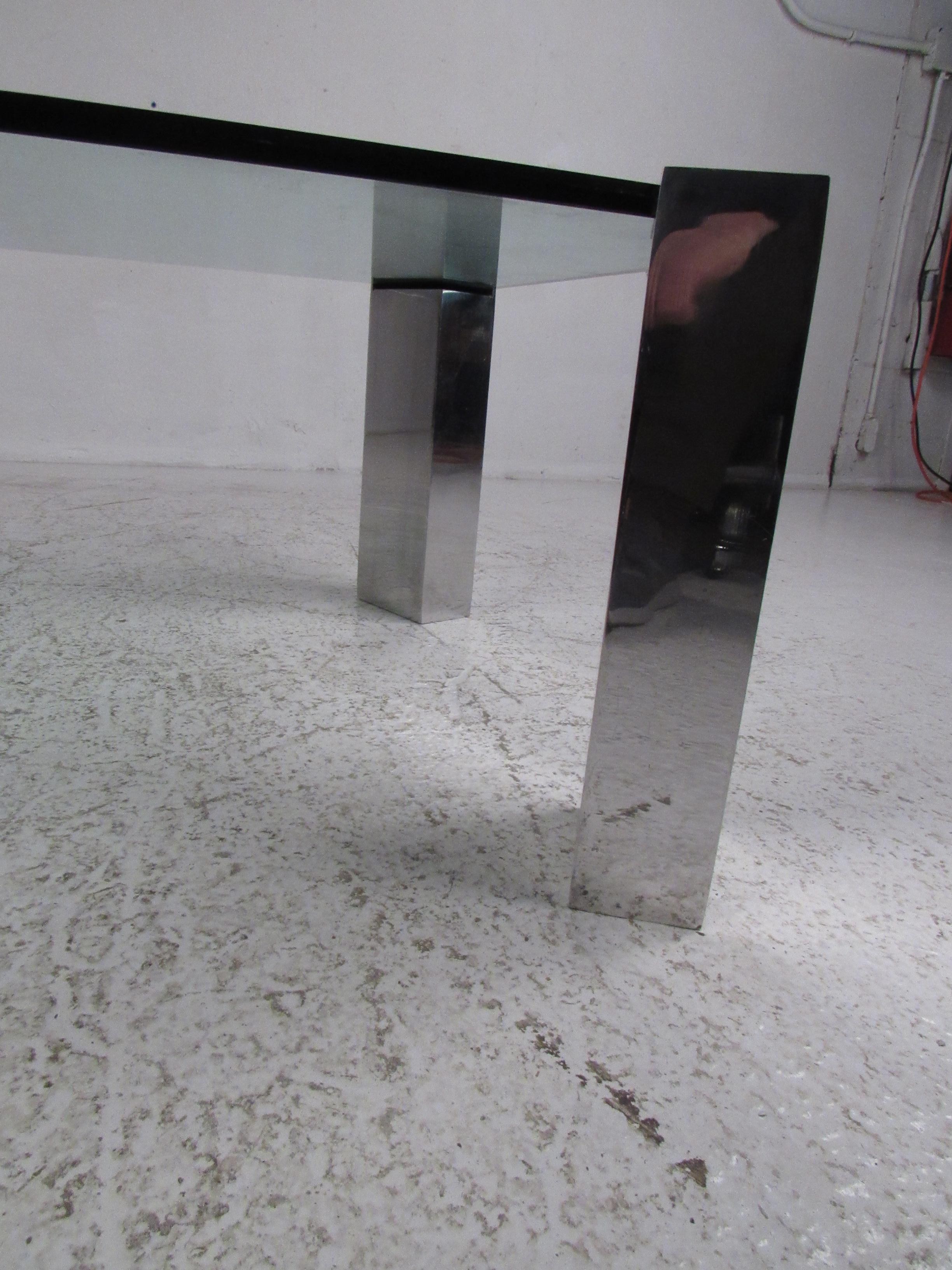 Mid-Century Modern Pace Style Chrome and Glass Coffee Table 4