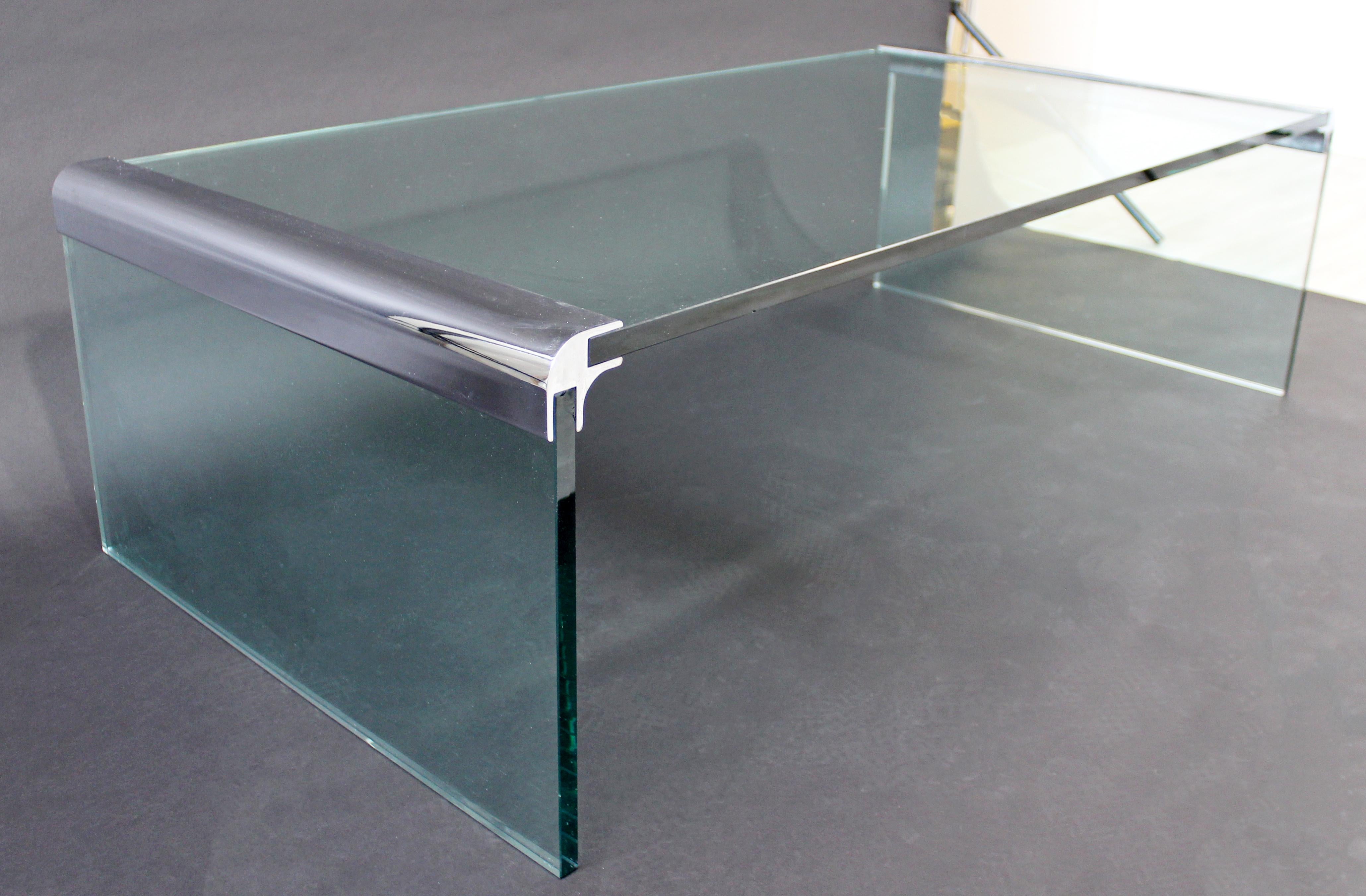Mid-Century Modern Pace Waterfall Coffee Table Chrome & Glass, 1970s 1