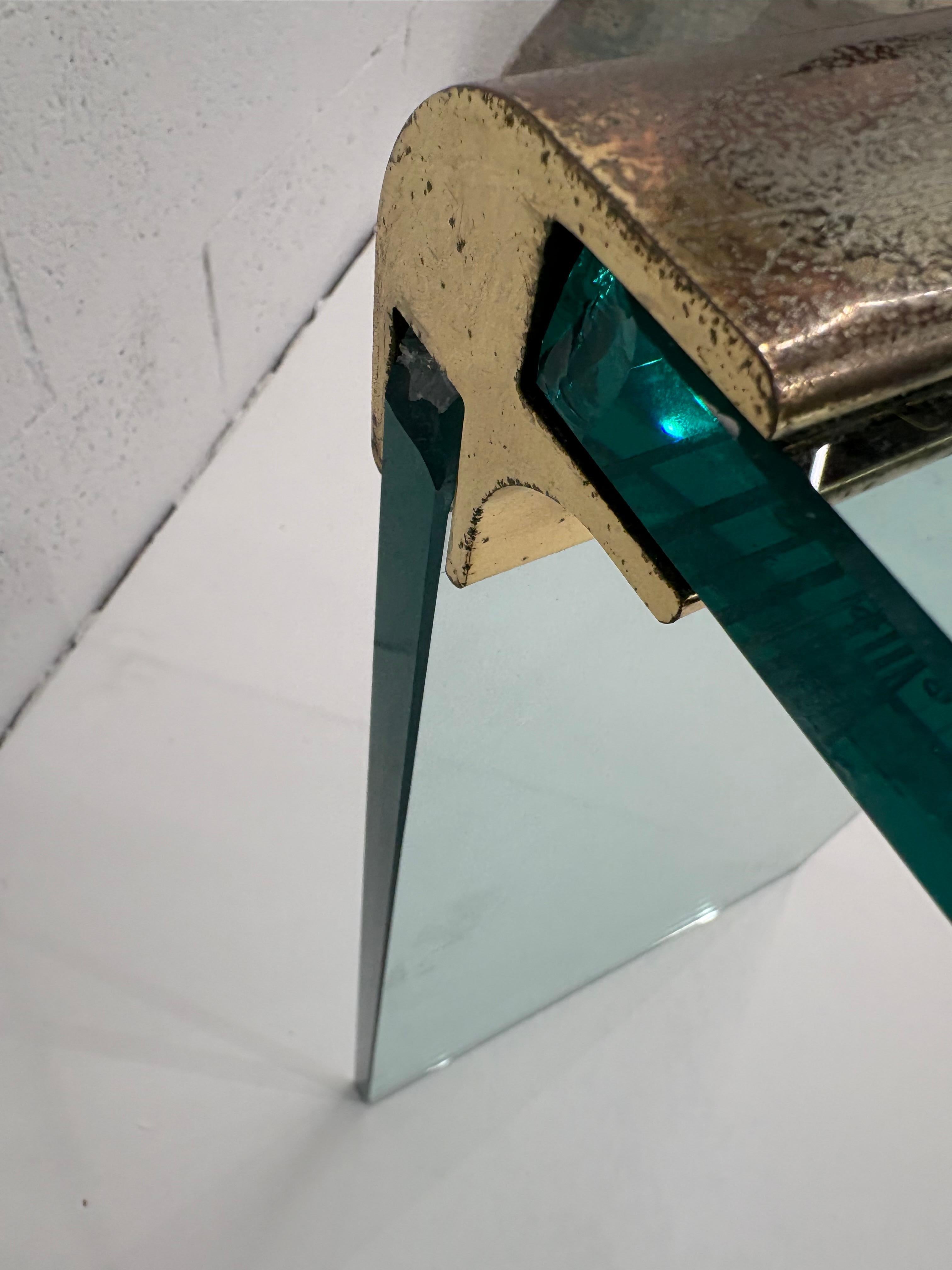 20th Century Mid-Century Modern Pace Waterfall Console Table Brass and Glass, 1970s