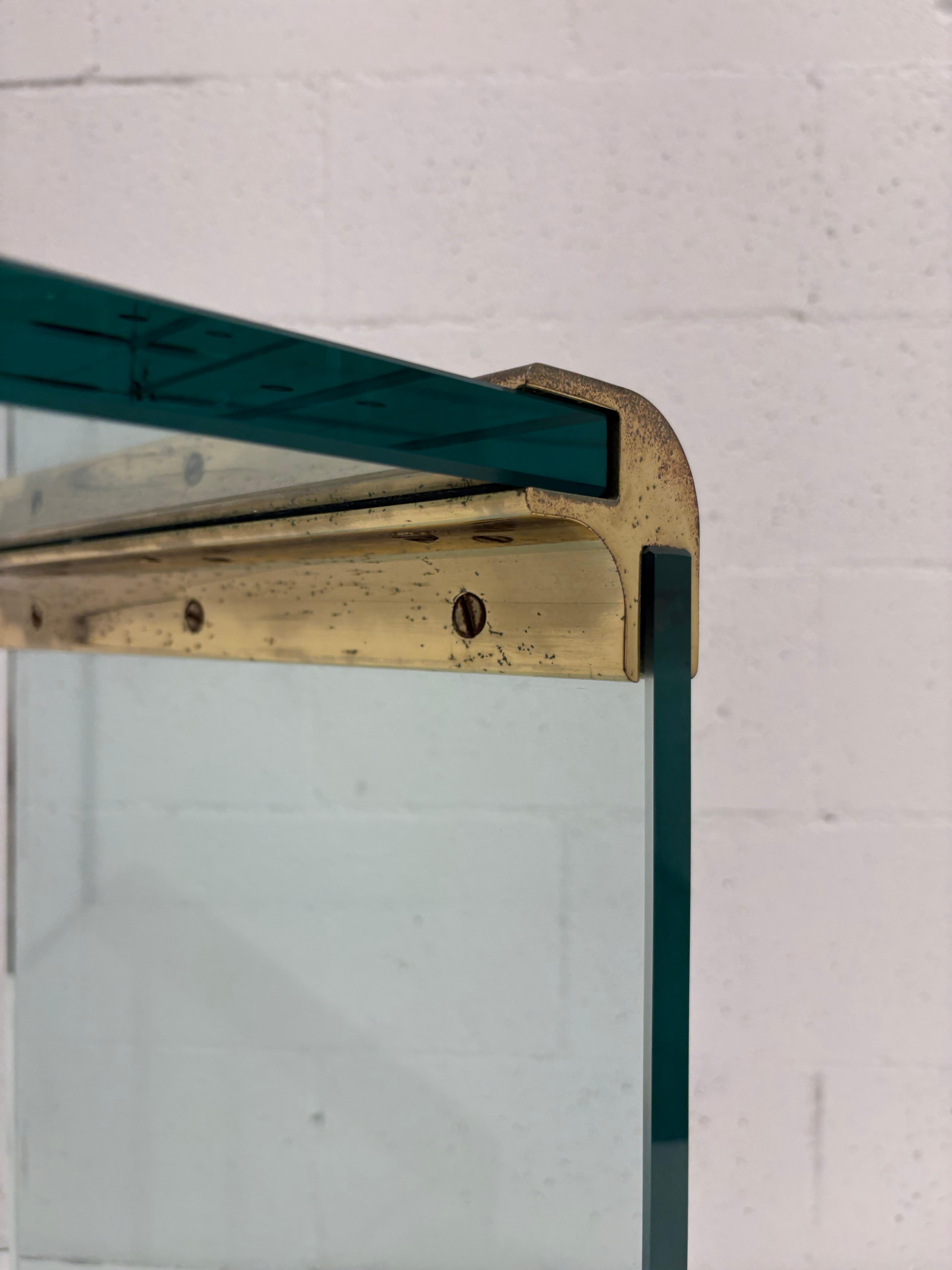 Mid-Century Modern Pace Waterfall Console Table Brass and Glass, 1970s 1