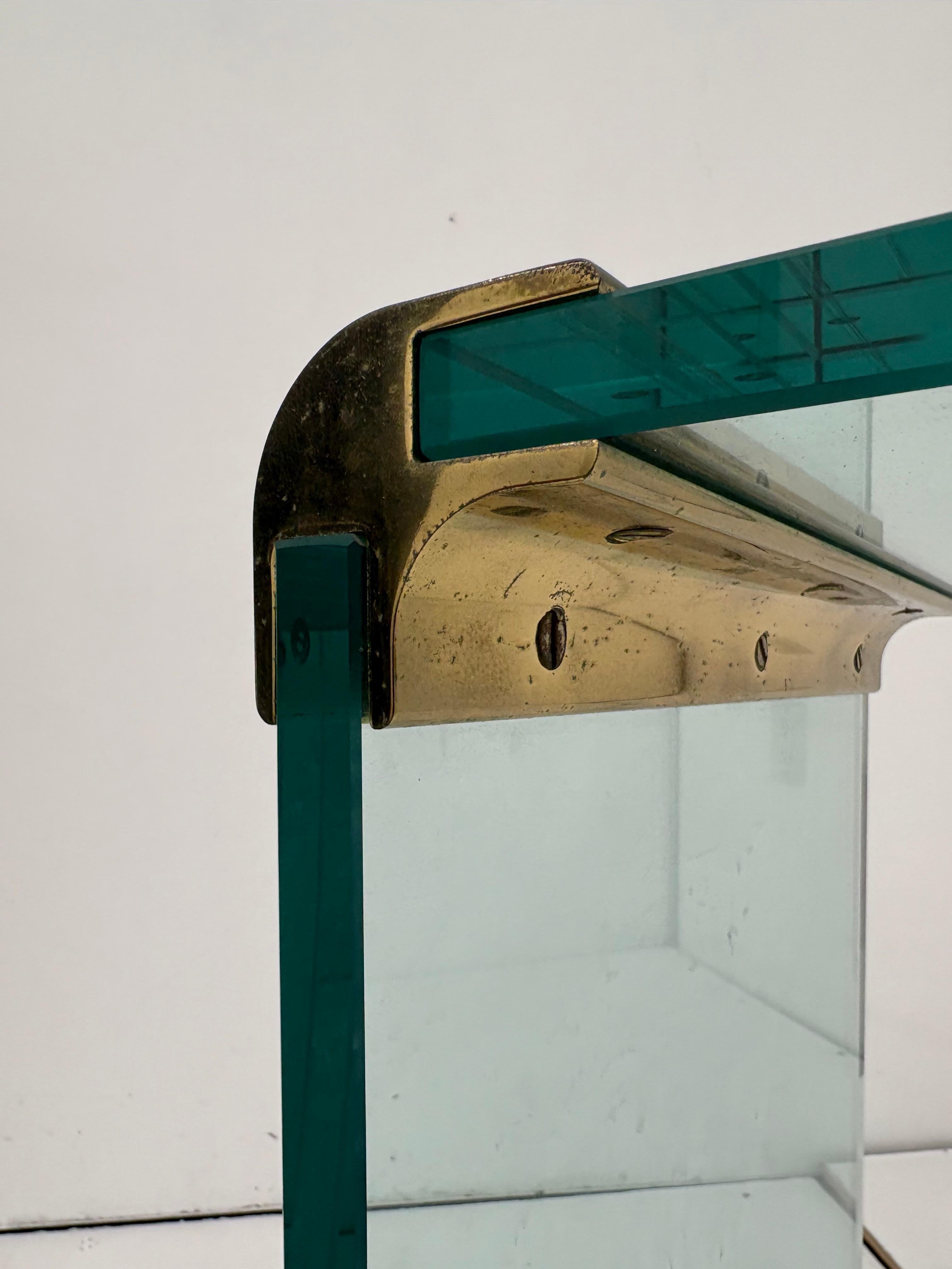 Mid-Century Modern Pace Waterfall Console Table Brass and Glass, 1970s 2