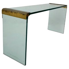 Mid-Century Modern Pace Waterfall Console Table Brass and Glass, 1970s