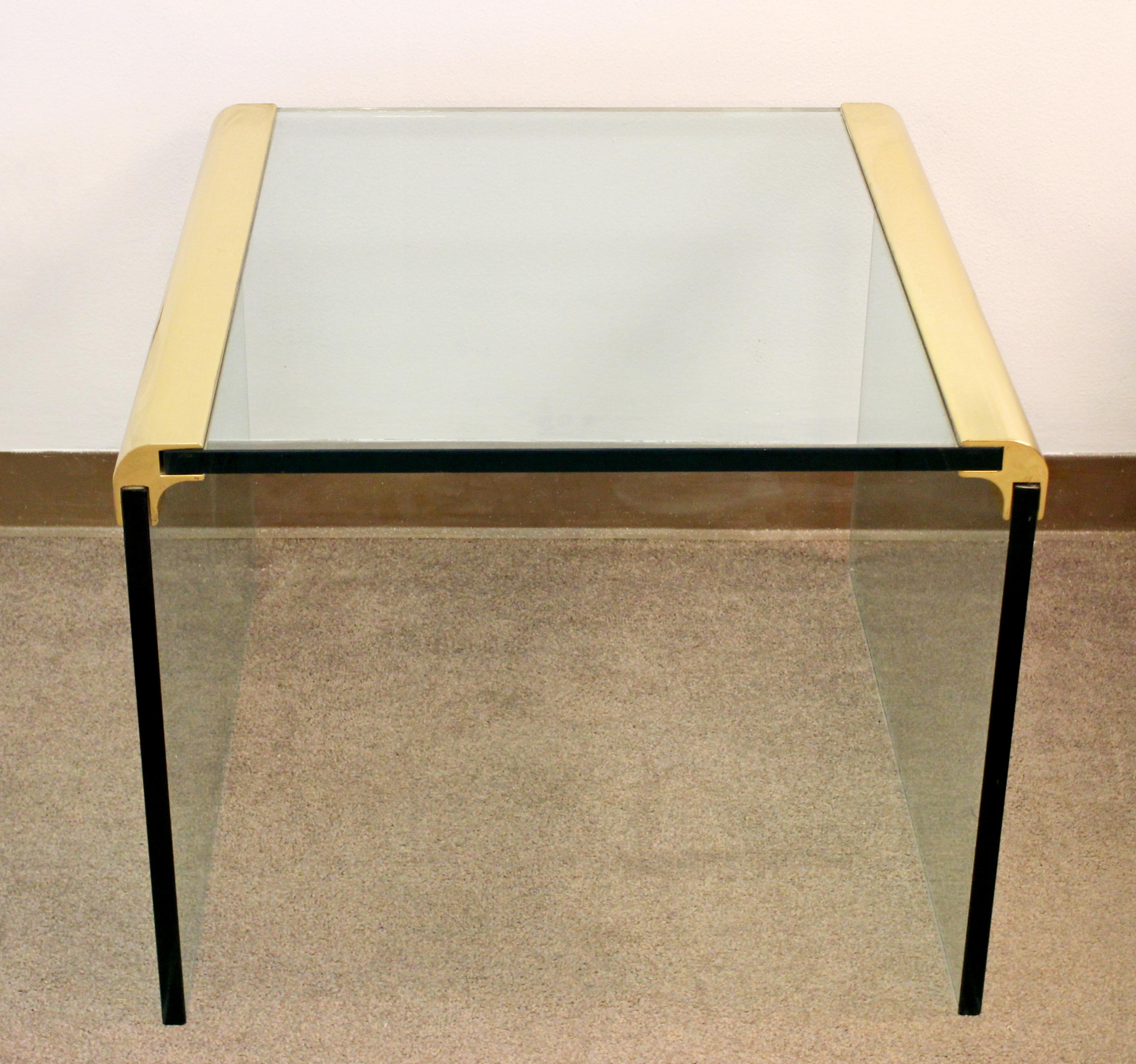 Mid-Century Modern Pace Waterfall Side End Table Brass and Glass, 1970s In Good Condition In Keego Harbor, MI