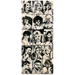 Mid-Century Modern Painted Banquet Table Multitude of Faces