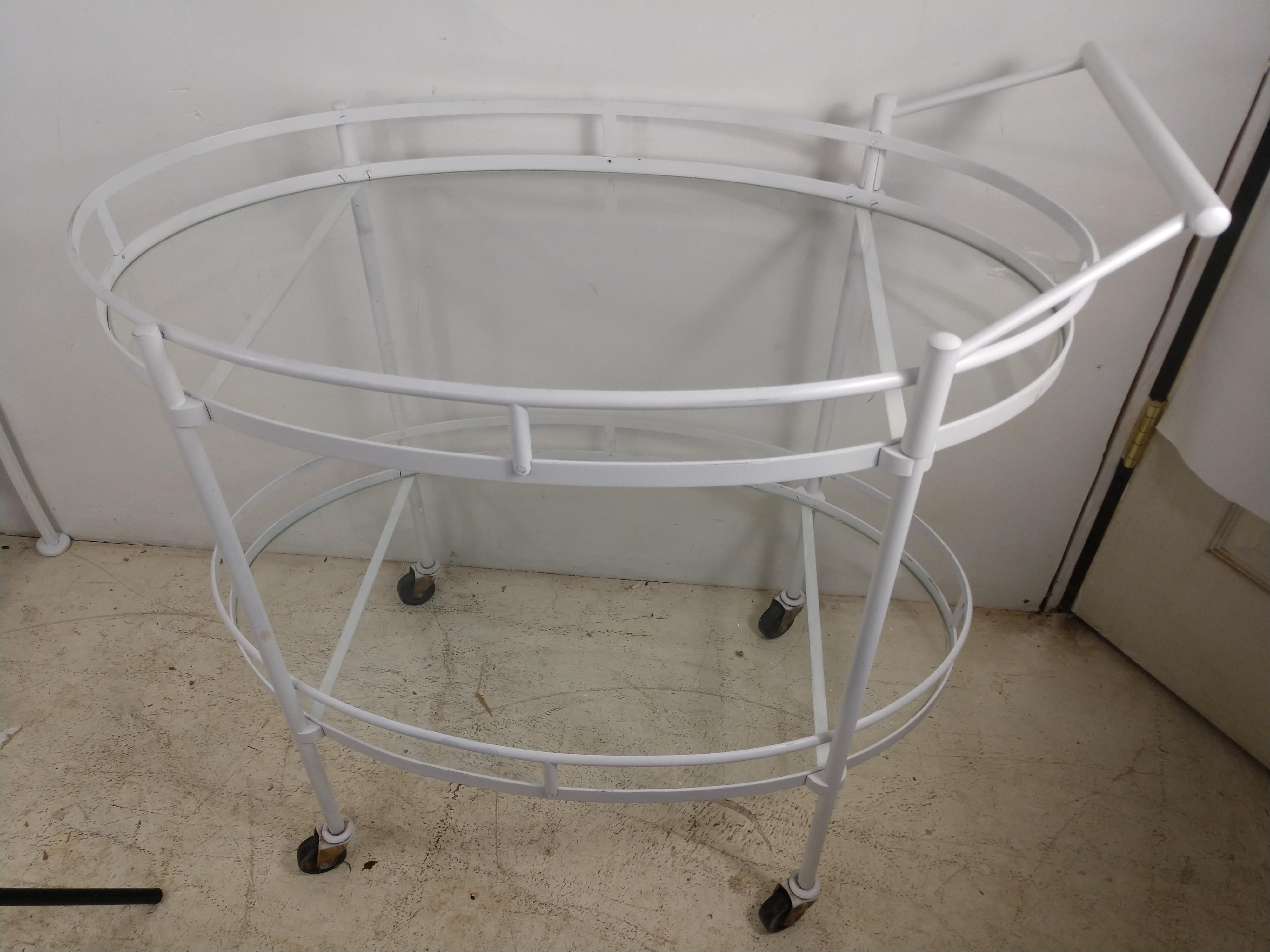Mid-Century Modern Painted Brass Bar Cart, C 1960 In Good Condition In Port Jervis, NY