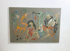 Mid-Century Modern Painted Canvas, 1960s