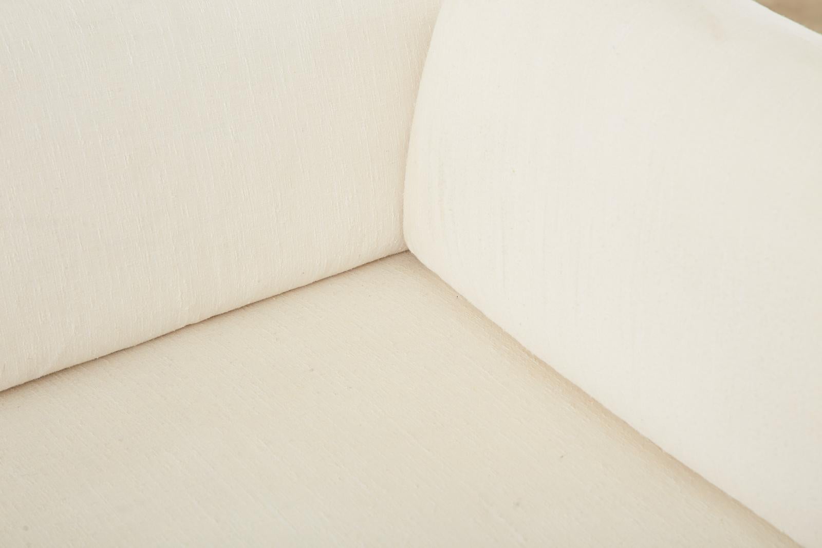Mid-Century Modern Painted Wicker Rattan Case Sofa Settee 8