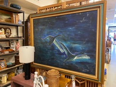 Mid-Century Modern Painting by Behar – Geese in Flight