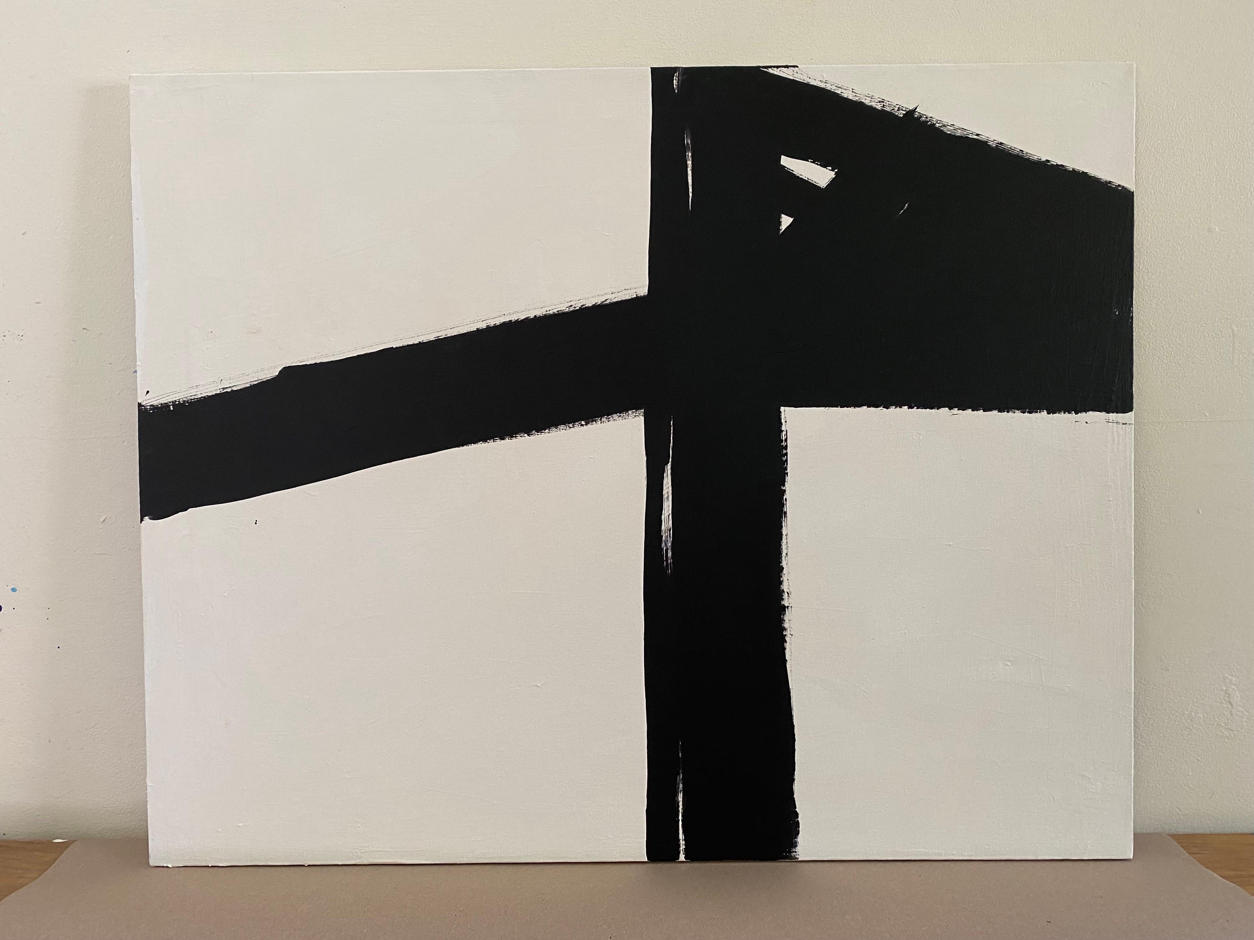 Very cool Mid Century Modern painting in the style of Franz Kline, acrylic on canvas, estate find.