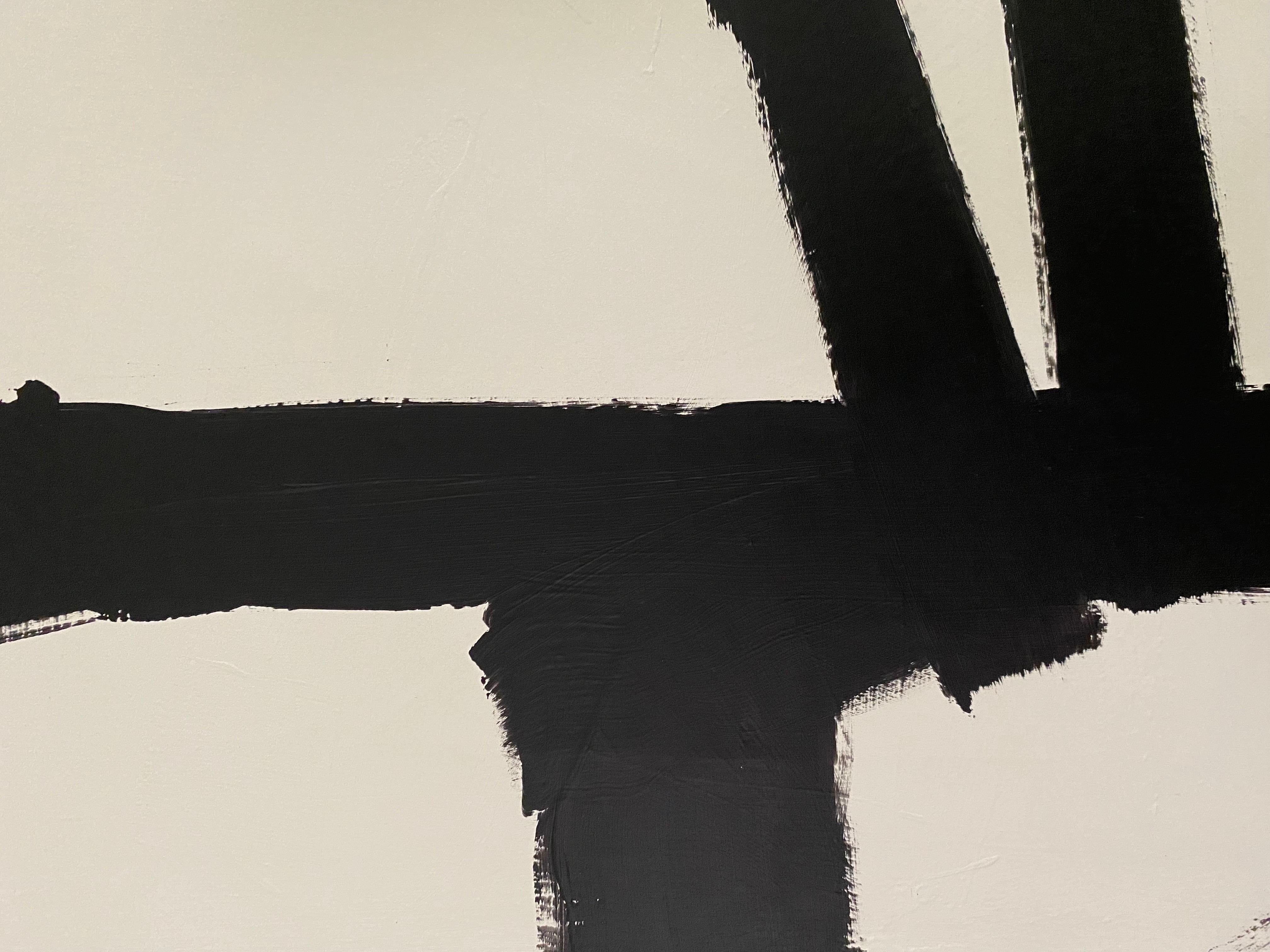 American Mid Century Franz Kline Painting, In the Style Of, Black & White Abstract For Sale