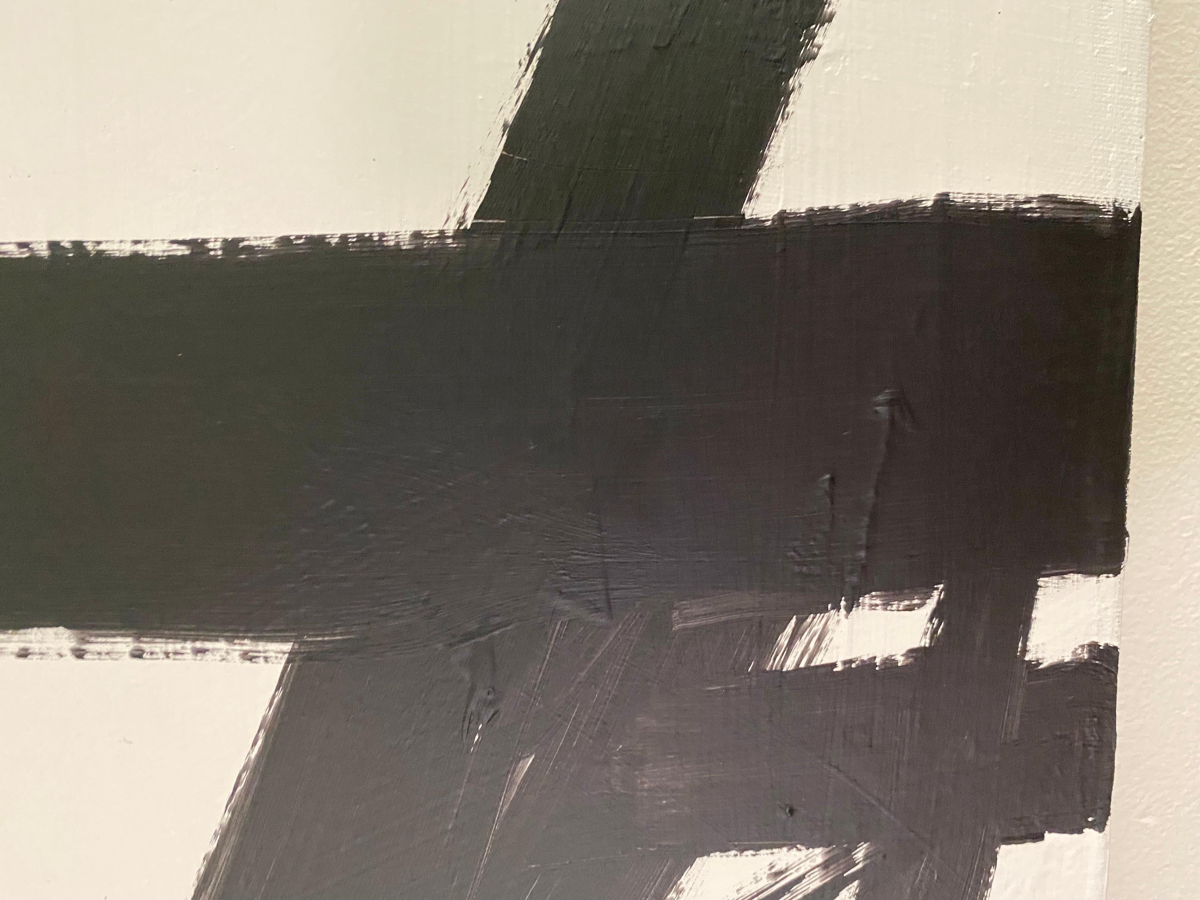 Mid Century Franz Kline Painting, In the Style Of, Black & White Abstract In Good Condition For Sale In Bedford Hills, NY