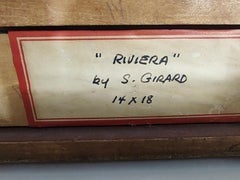Mid-Century Modern Impressionist Painting of the Riviera by S. Girard C1955