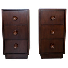 Mid-Century Modern Art Deco Gilbert Rohde Style Nightstands Side End Table, Pair